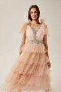 Suzette kristal midi elbise