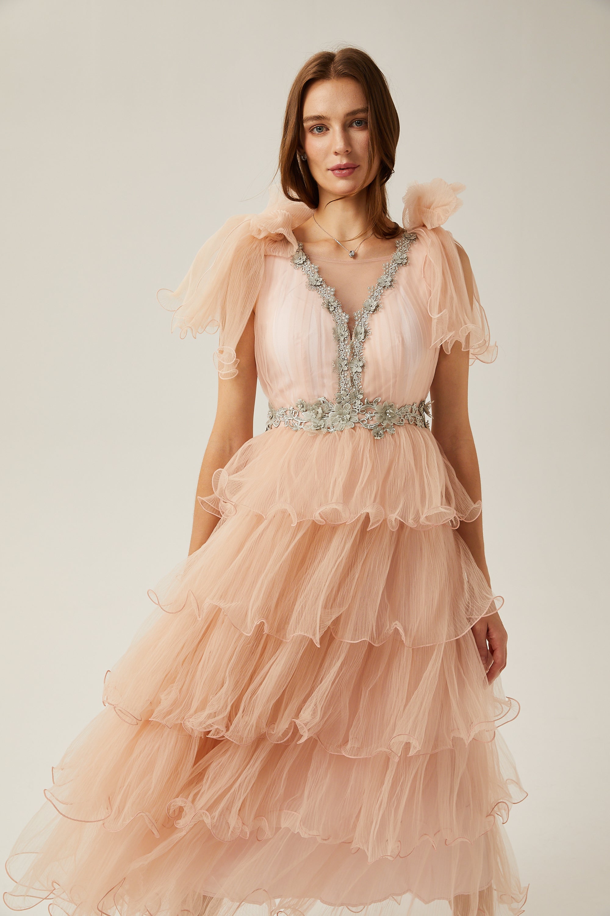 Suzette kristal midi elbise