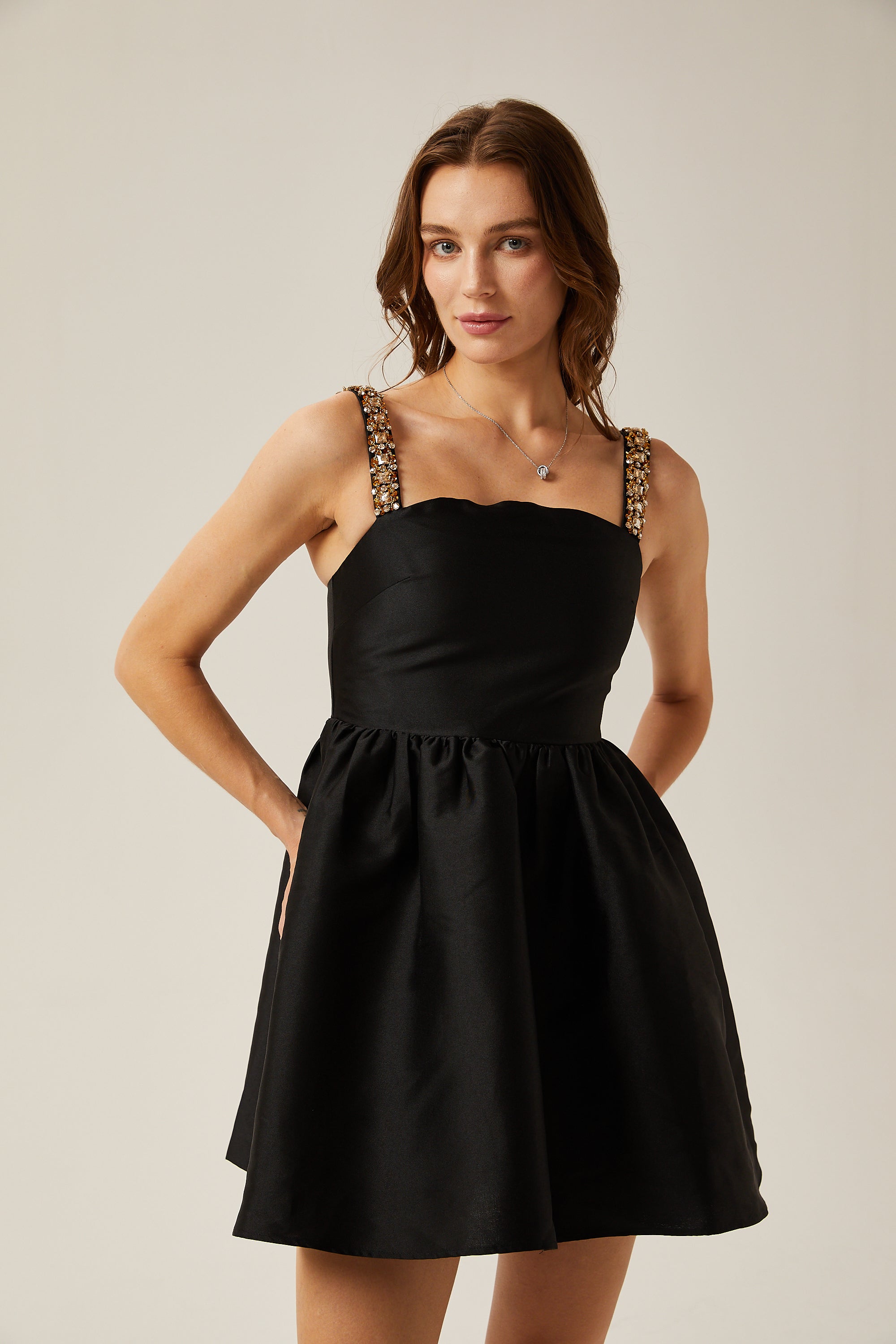 Ondine pile mini elbise