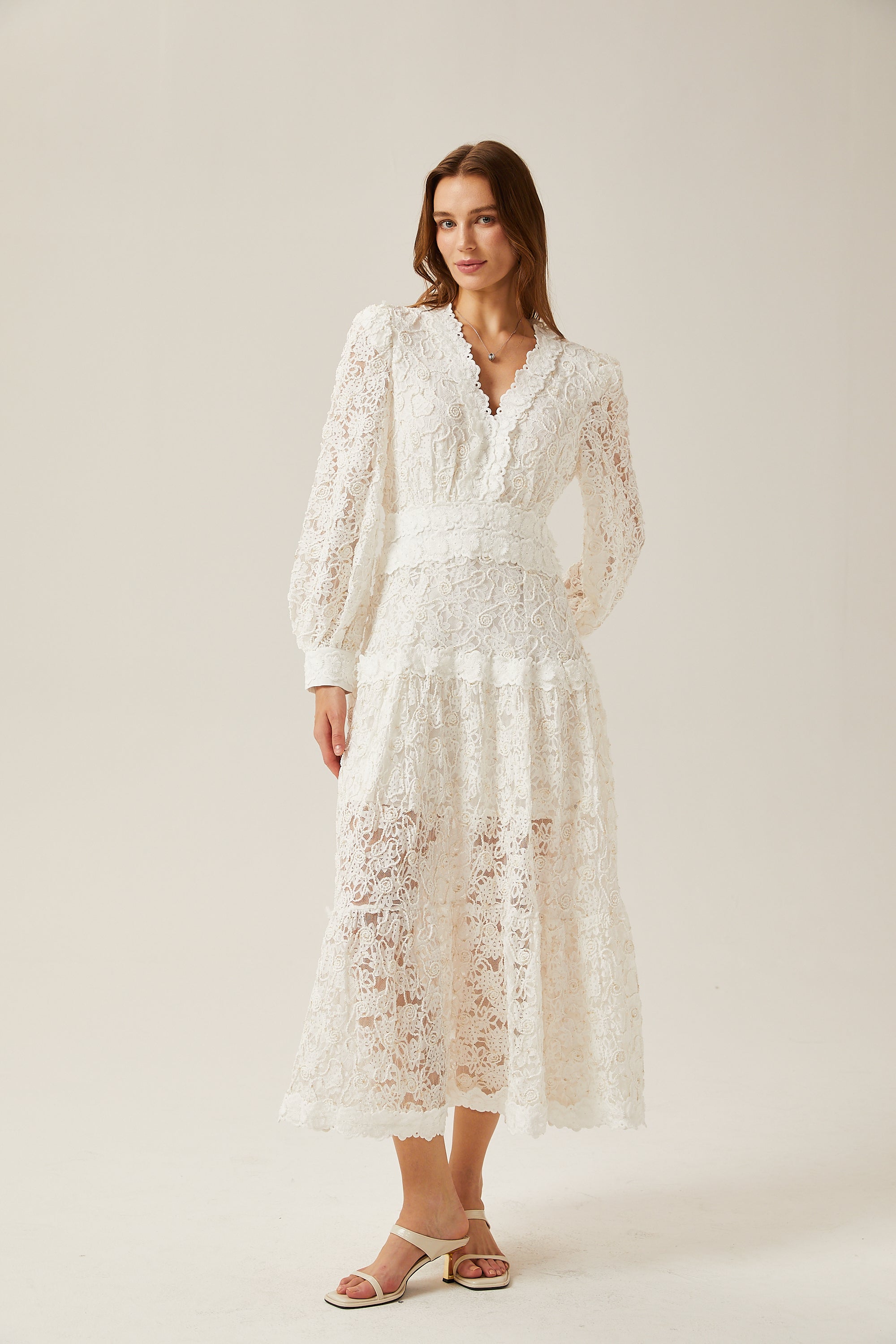 Sophie dantel midi elbise