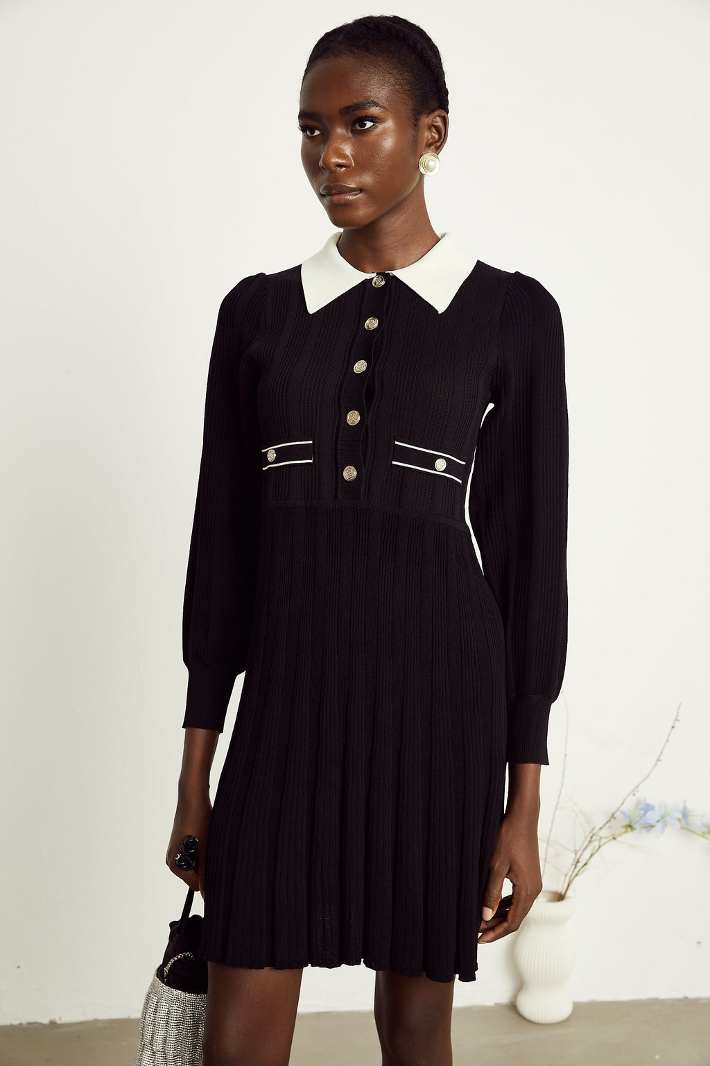 Rosalie örgü mini elbise