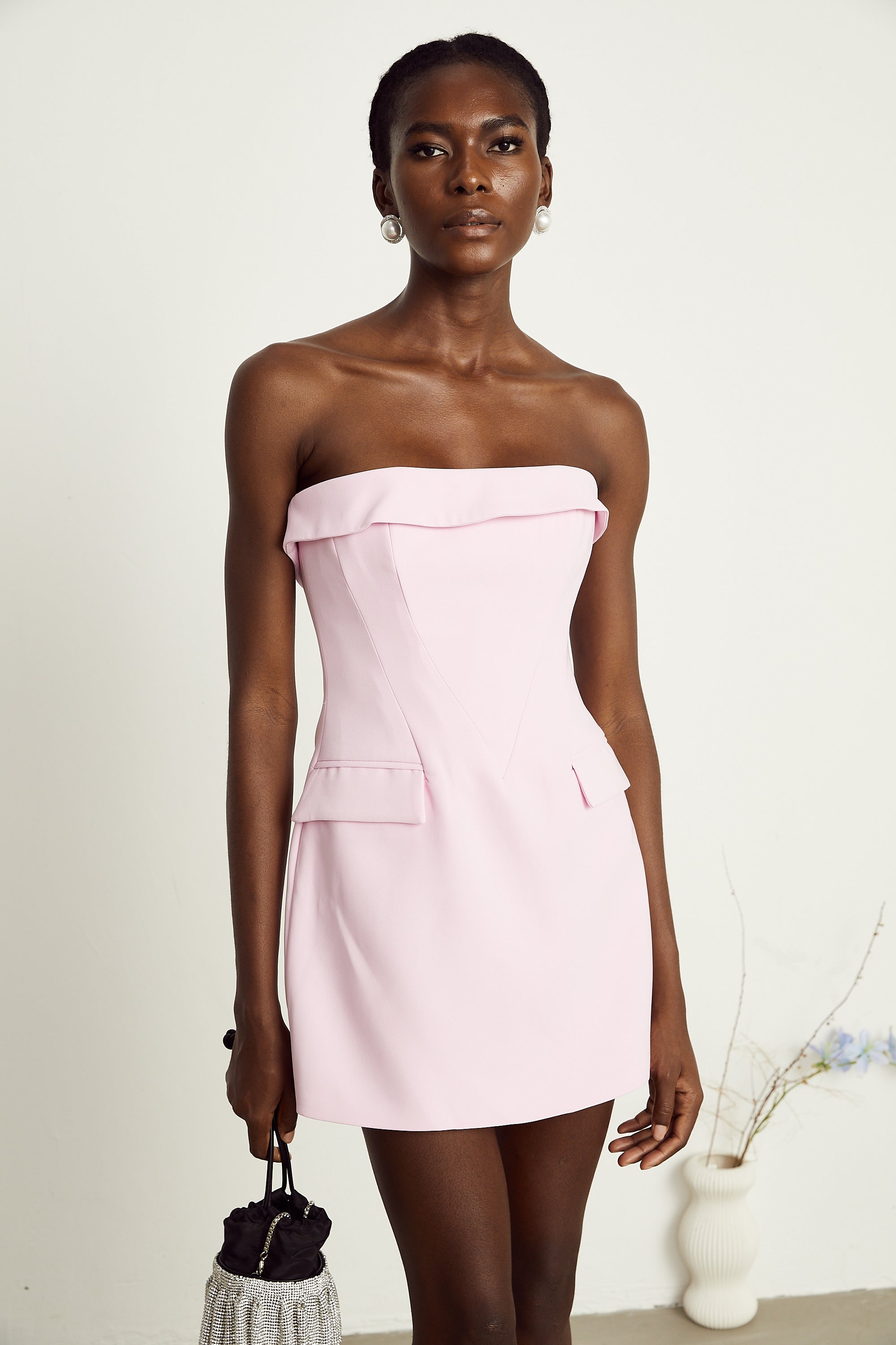 Amelie straplez mini elbise