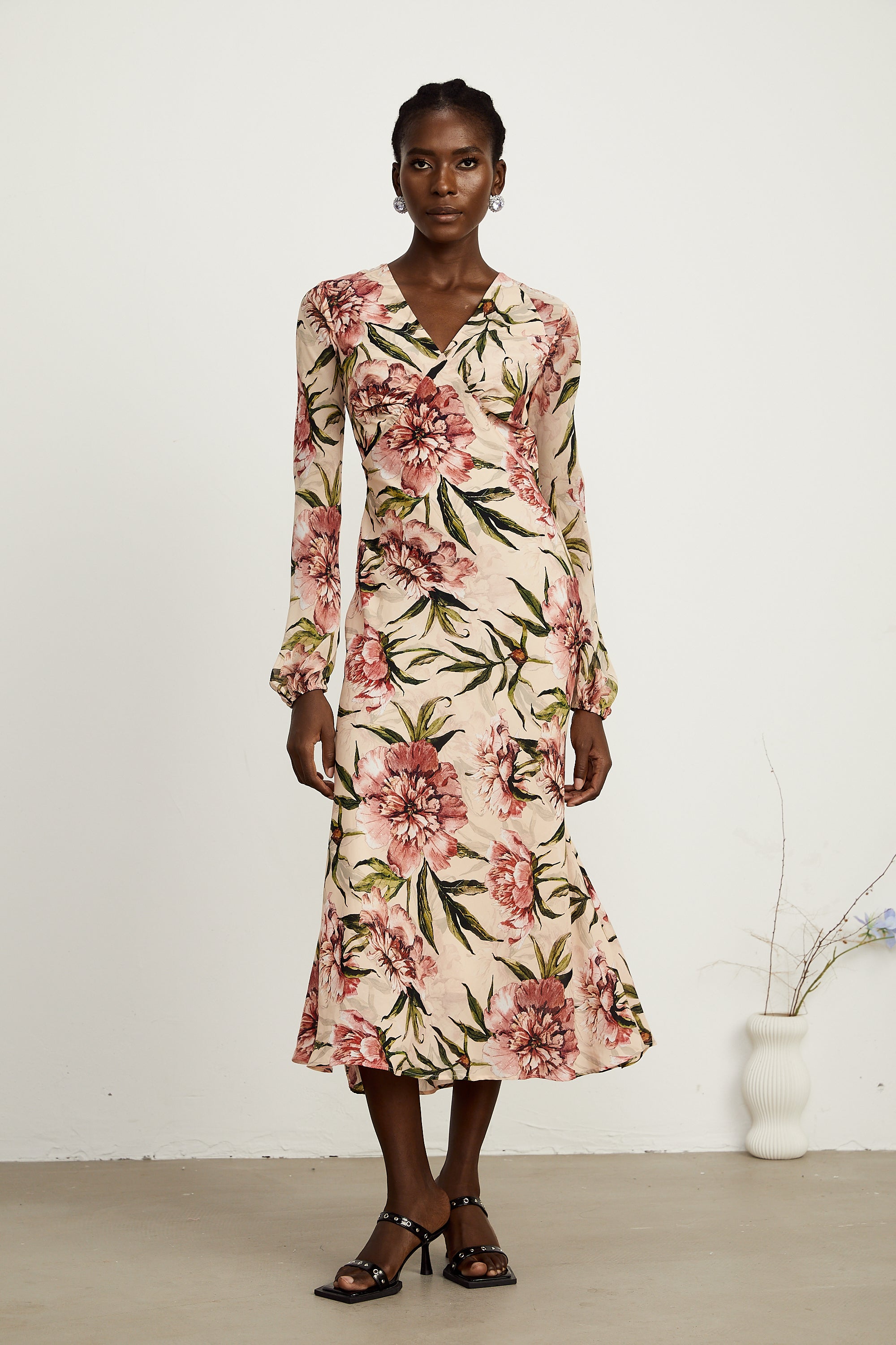 Hélène kloş midi elbise