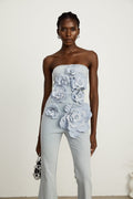 Auréliane Suni Çiçekli Denim Tulum