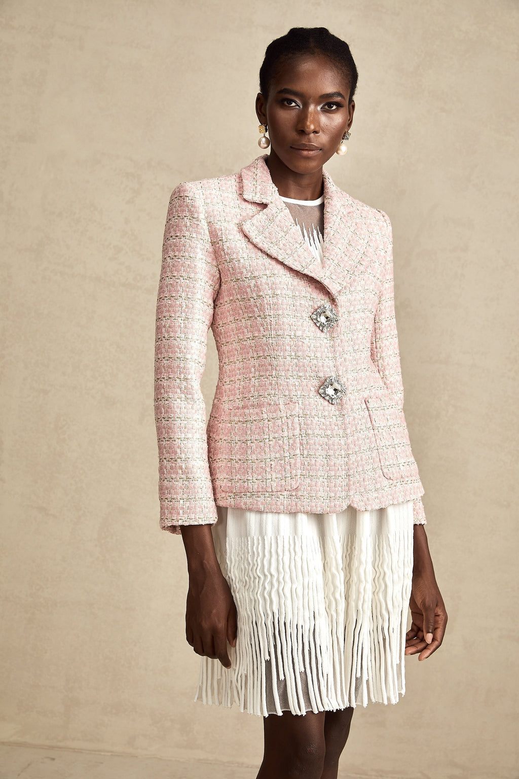 Kristal Kareli Tüvit Blazer Ceket