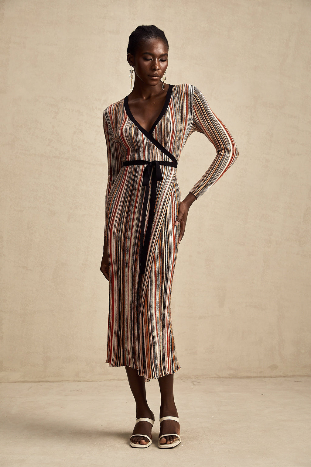 Adèle Stripe Midi Elbise