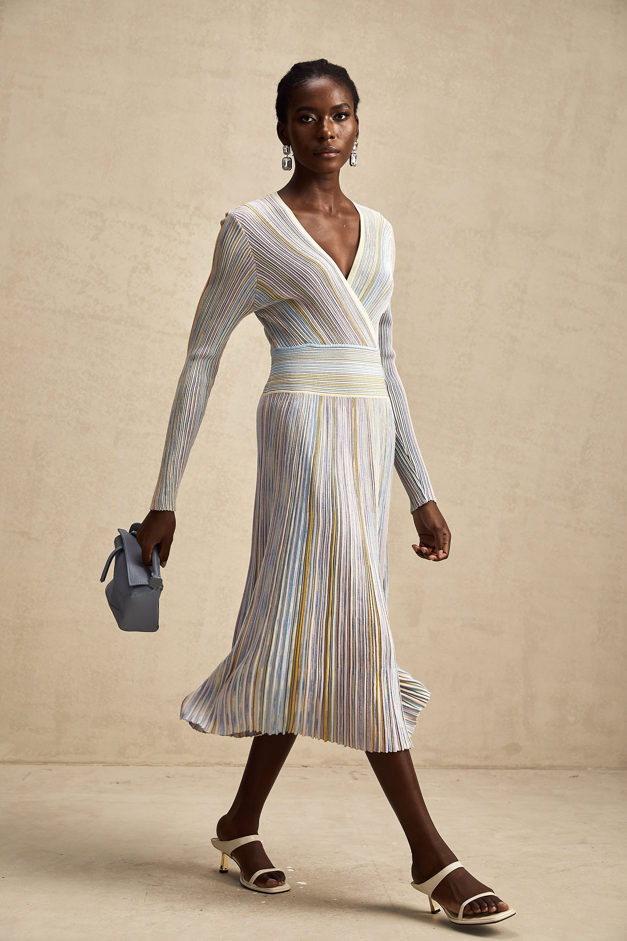 Amelie örme midi elbise