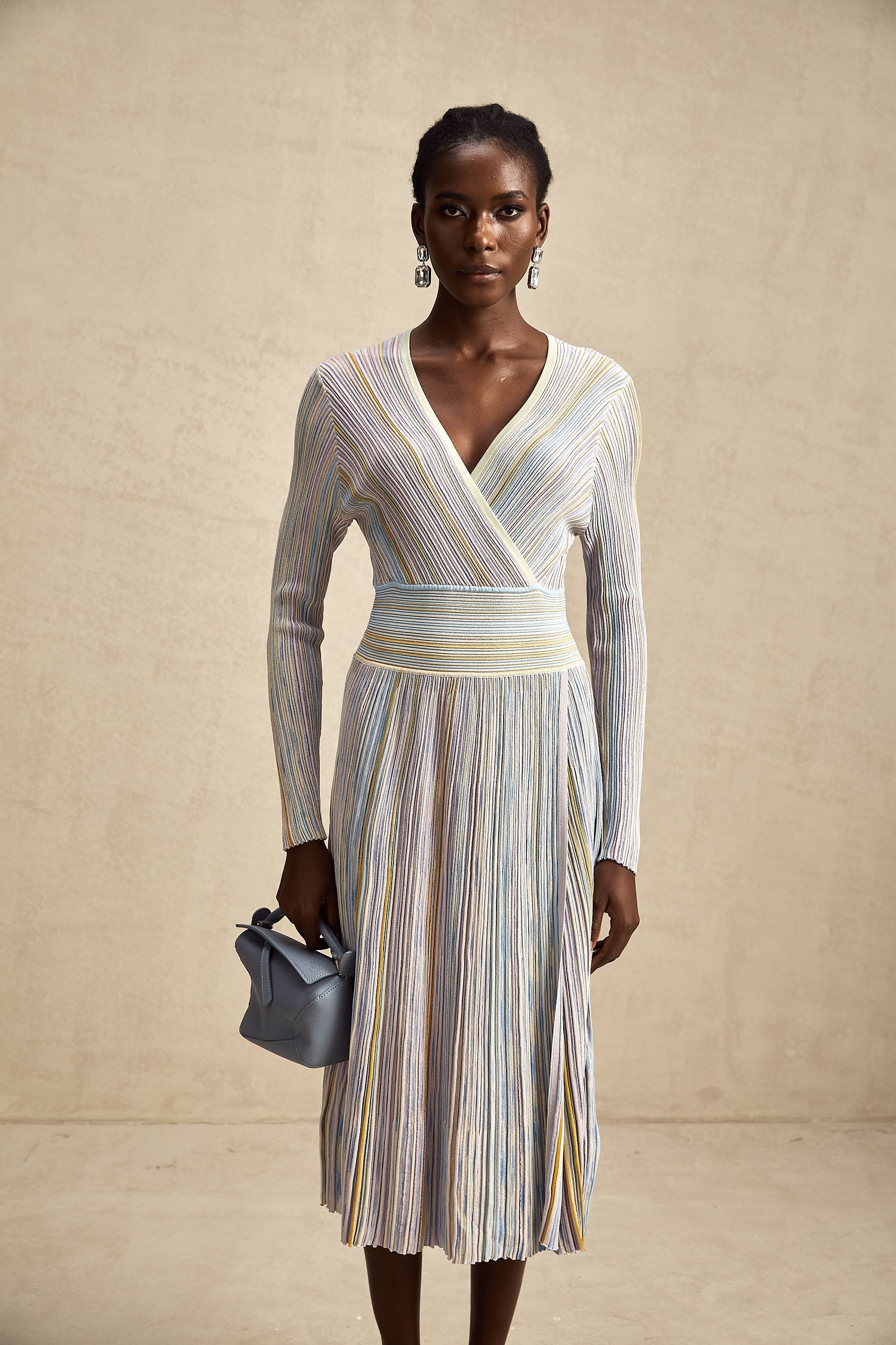 Amelie örme midi elbise