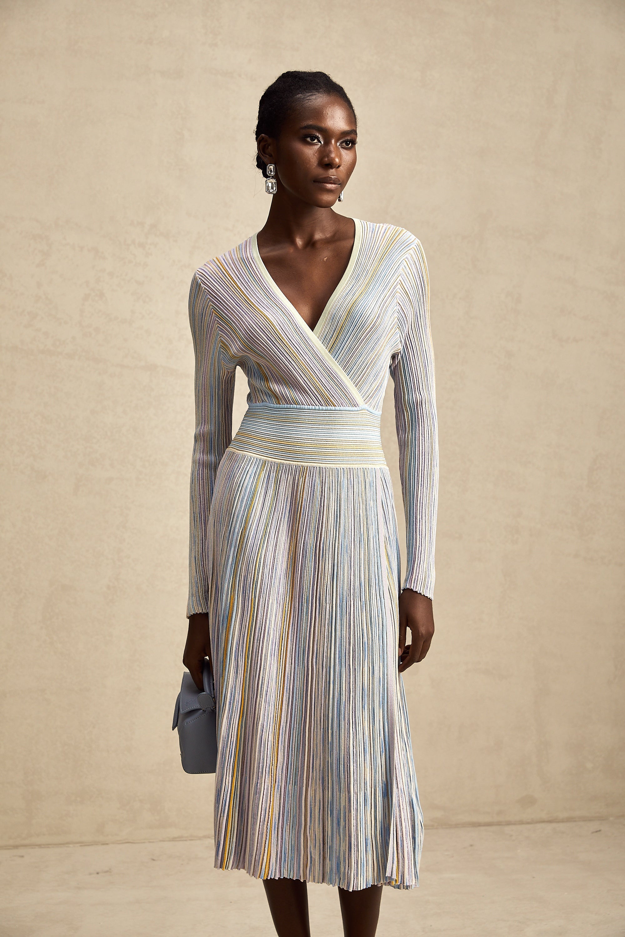 Amelie örme midi elbise