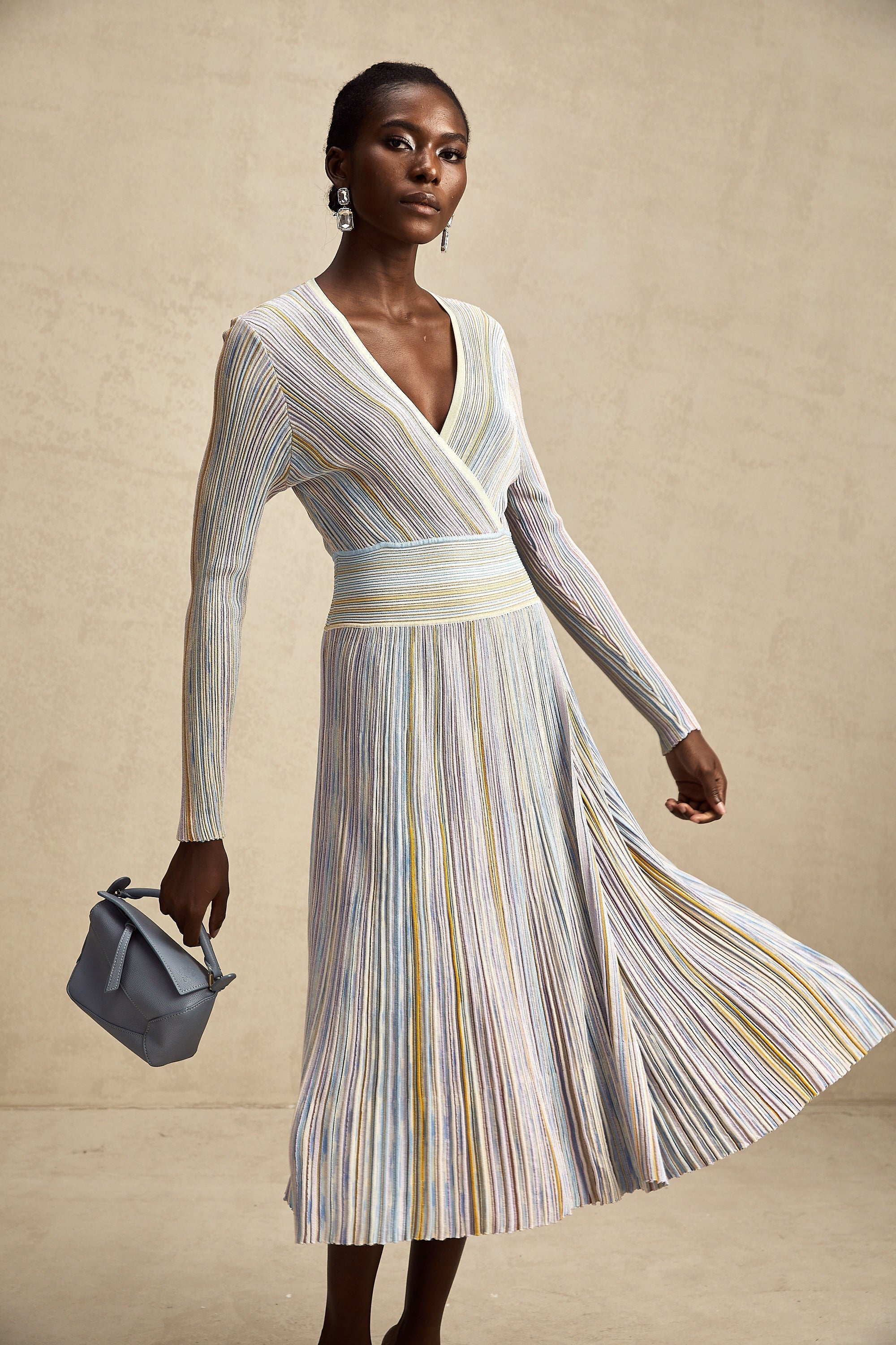 Amelie örme midi elbise