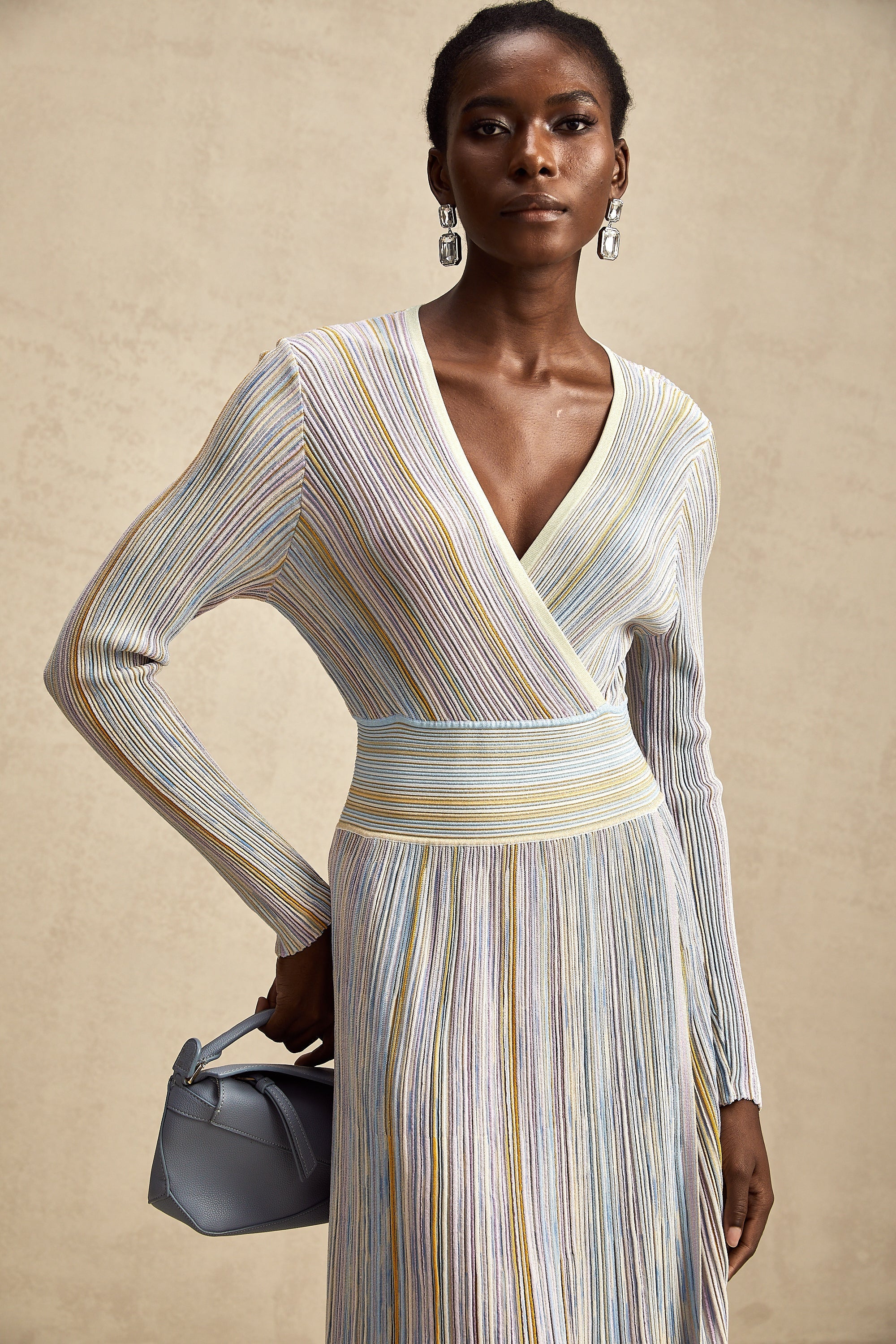 Amelie örme midi elbise