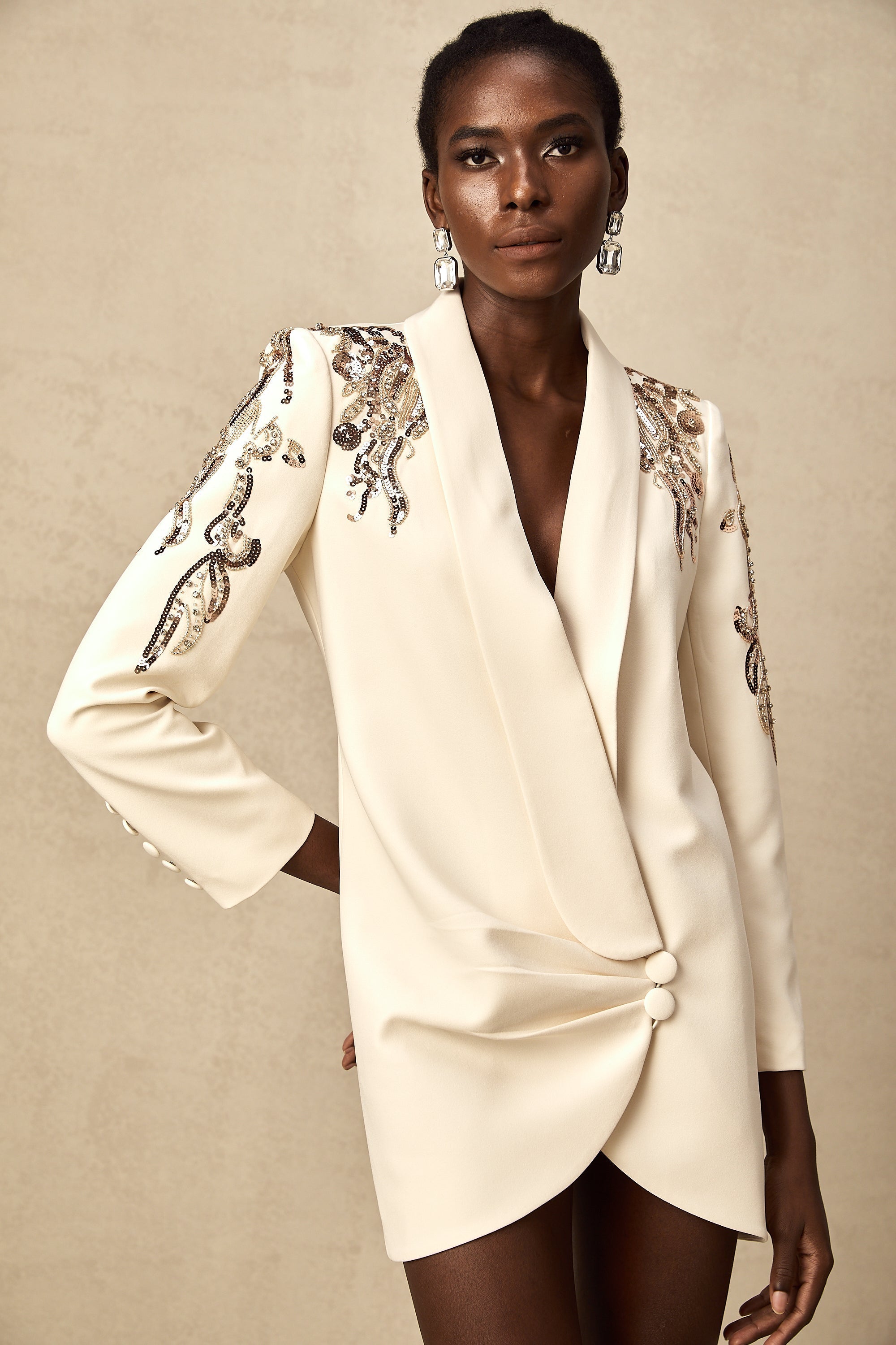 Éléna İşlemeli Pullu Blazer Elbise