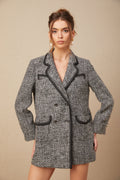 Noktalı Süslemeli Tüvit Blazer Ceket
