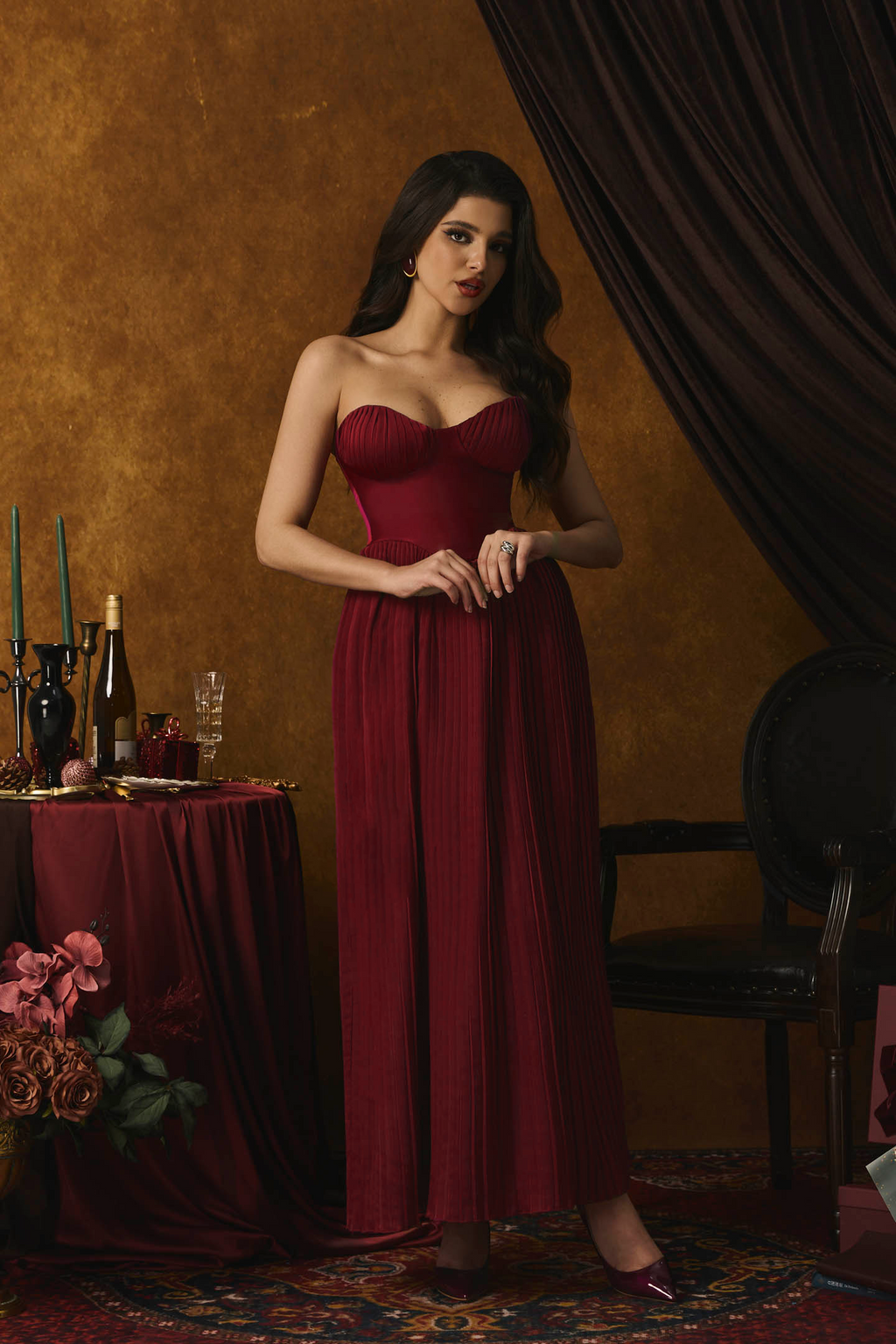 Alice Straplez Piliseli Maxi Elbise