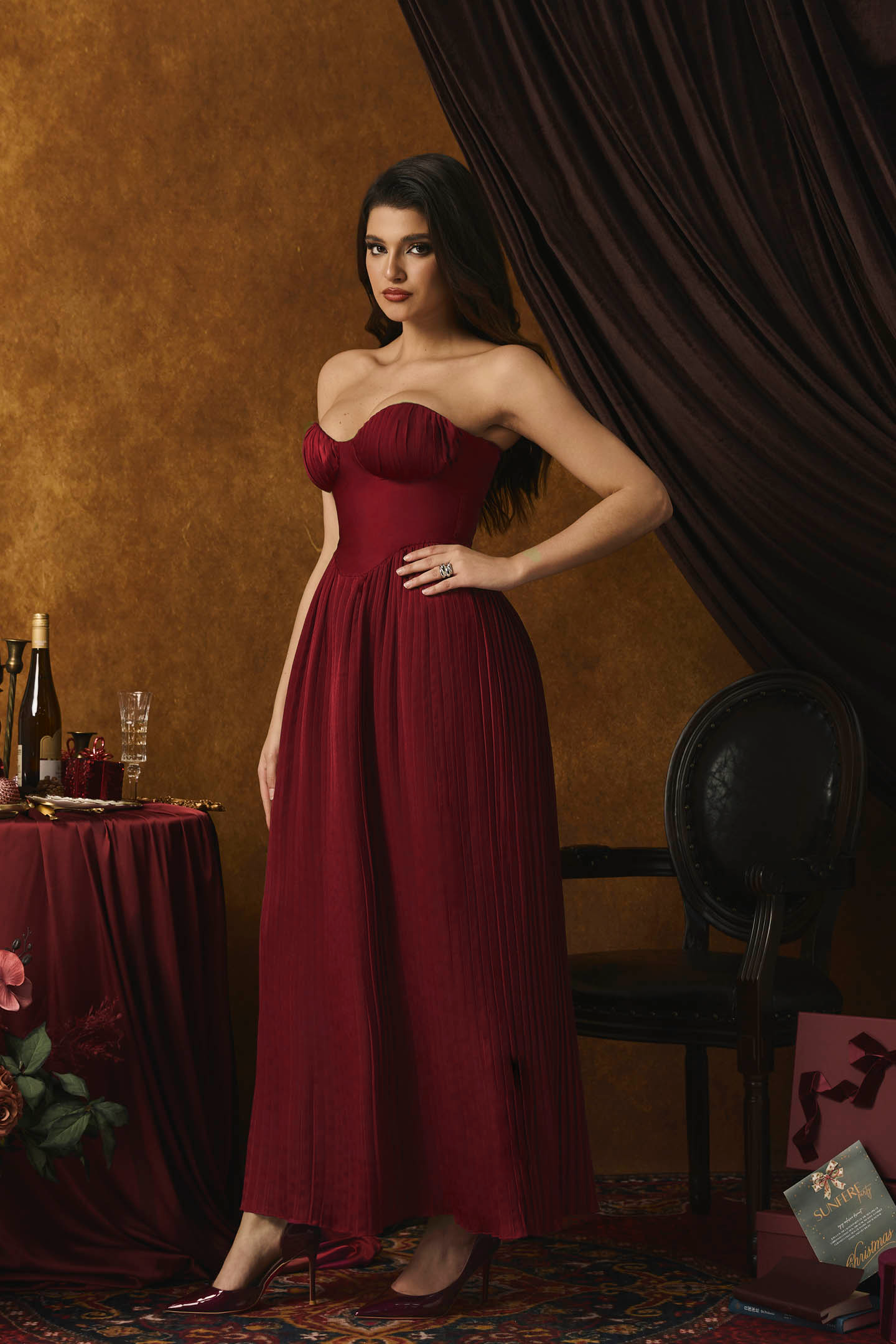 Alice Straplez Piliseli Maxi Elbise