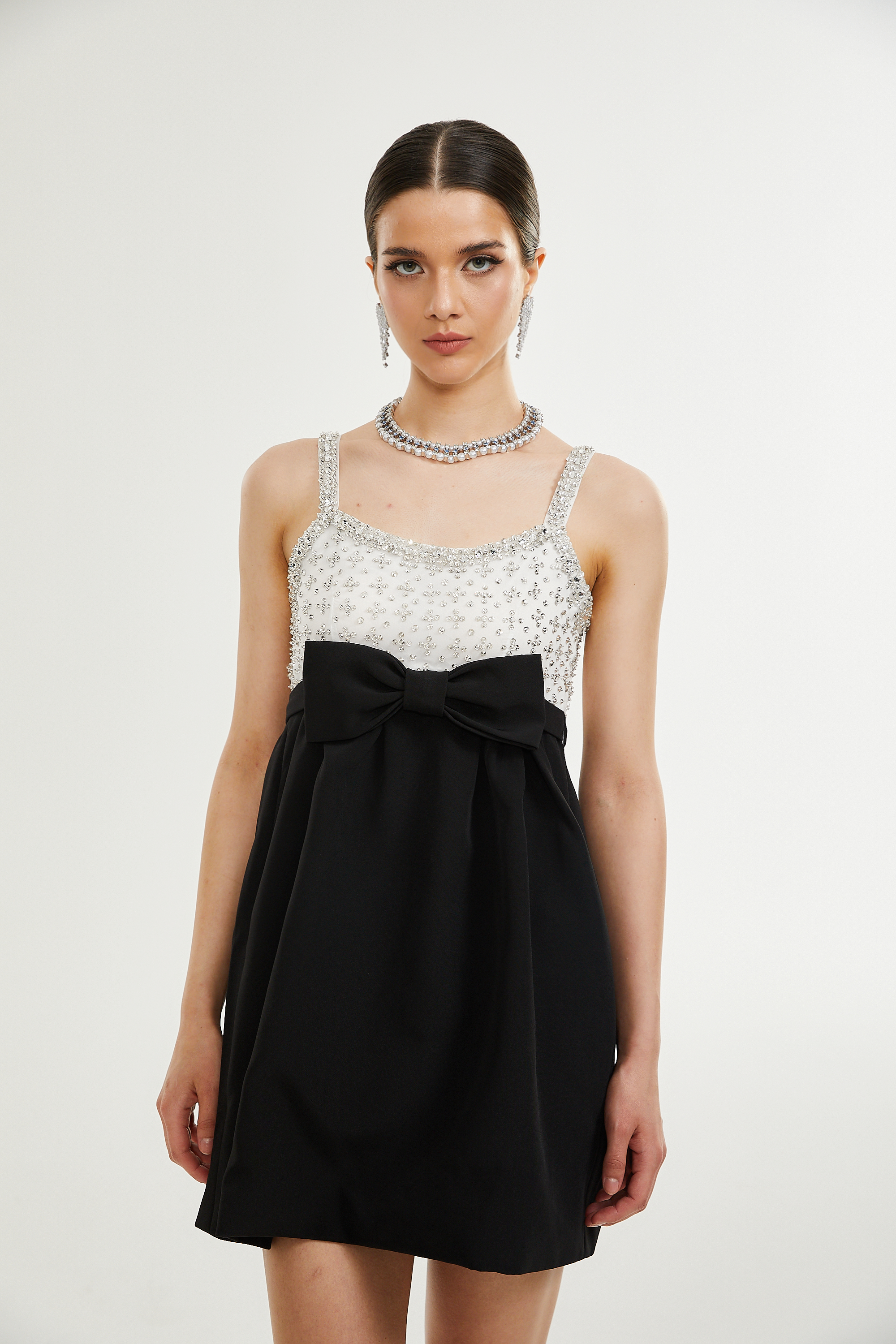 Parisa fiyonklu mini elbise