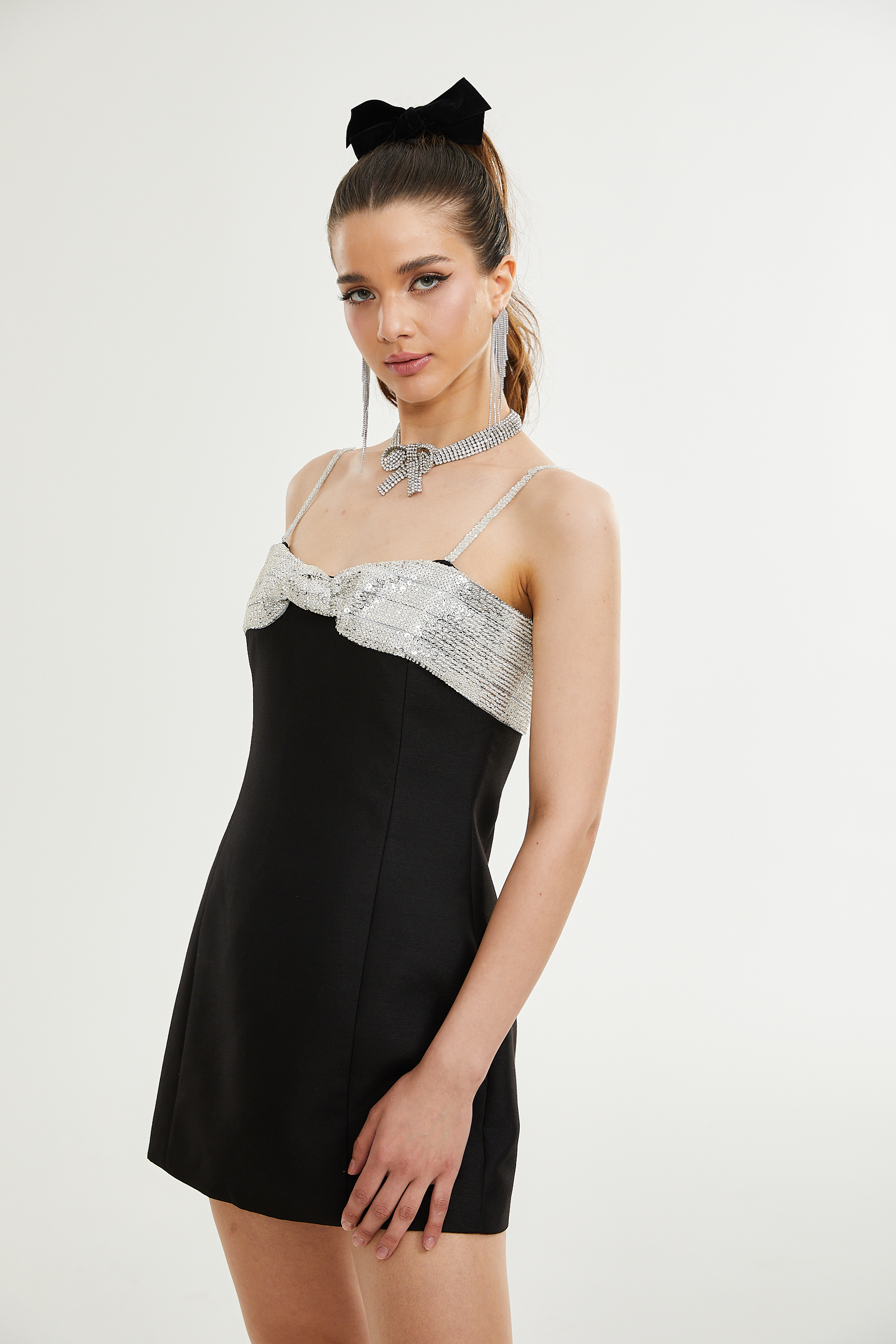 Lourdes fiyonk mini elbise