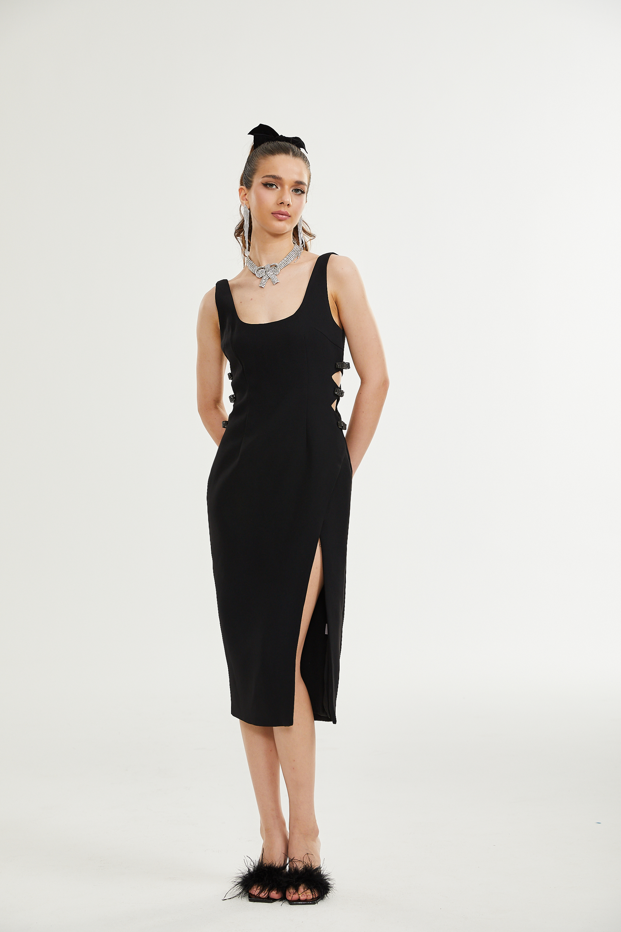Liane fiyonk midi elbise