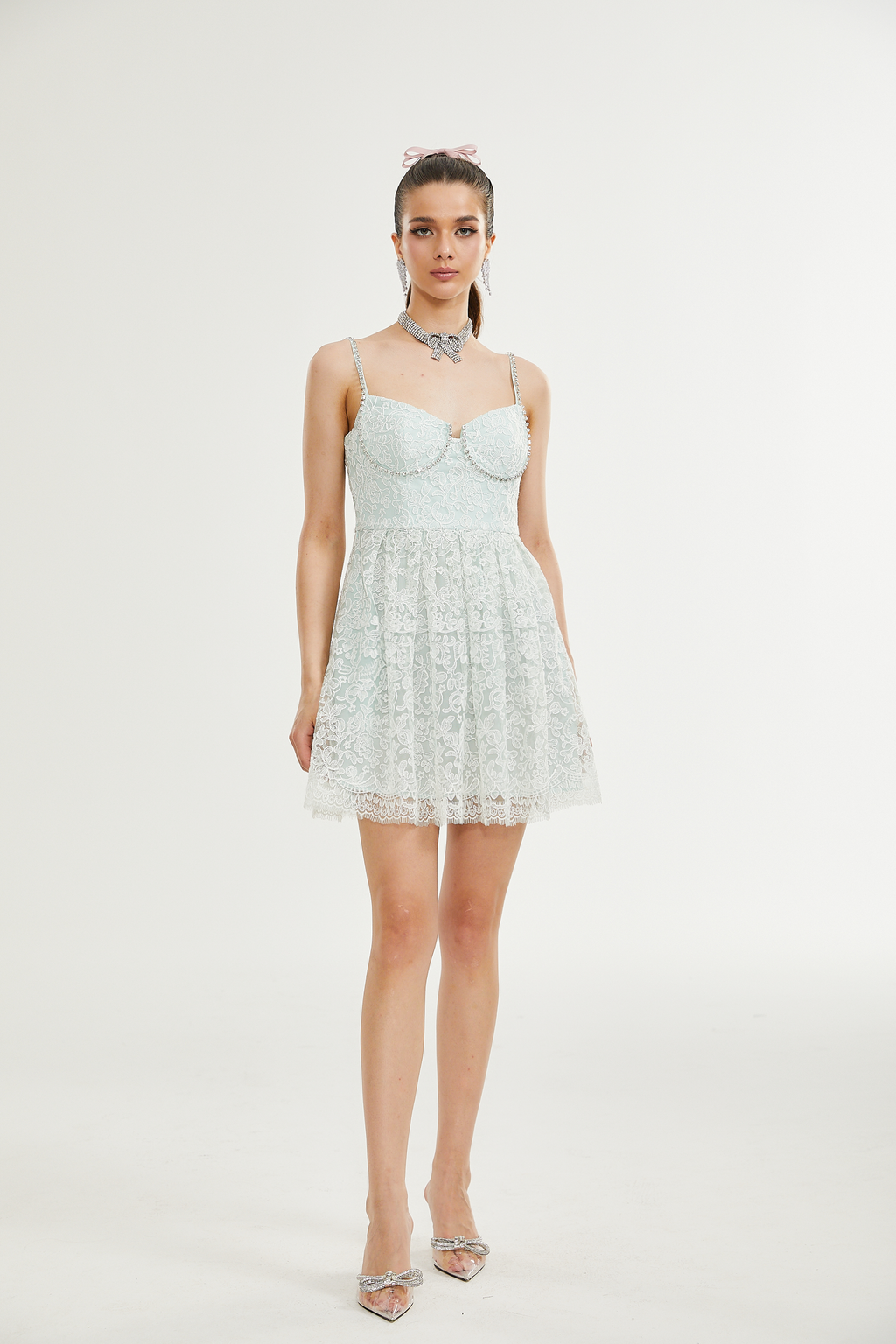 Vanna dantelli mini elbise