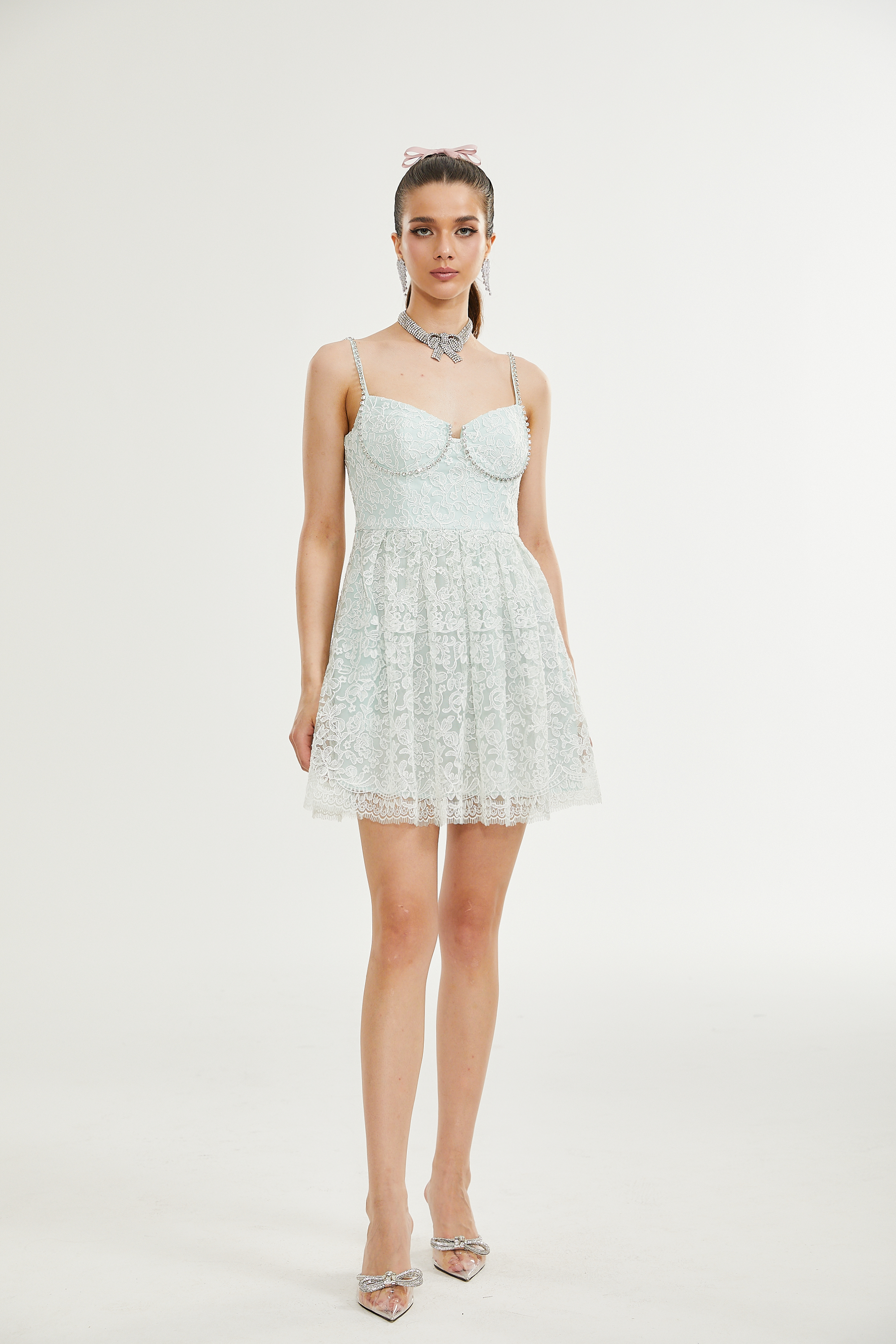 Vanna dantelli mini elbise