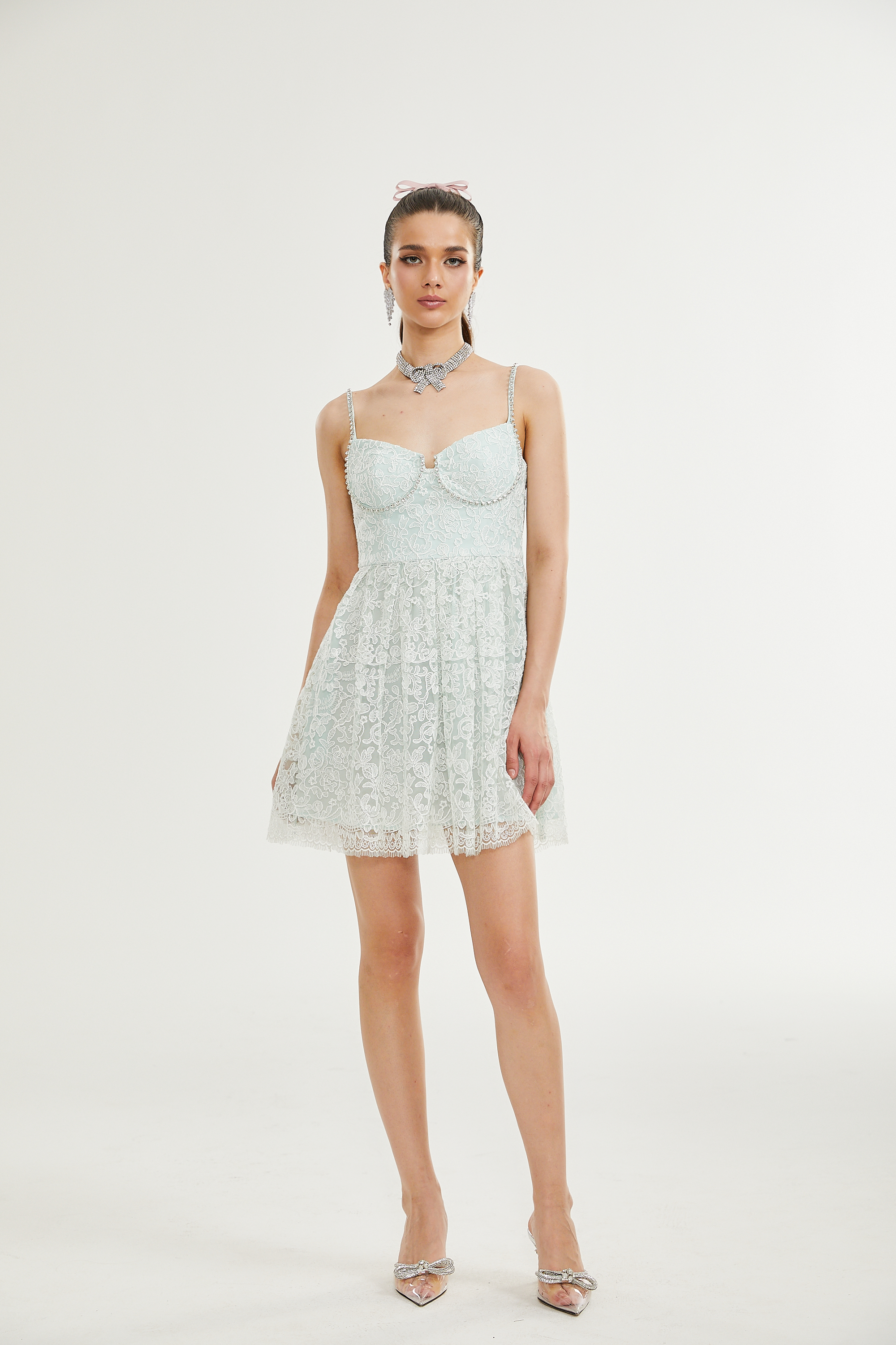 Vanna dantelli mini elbise