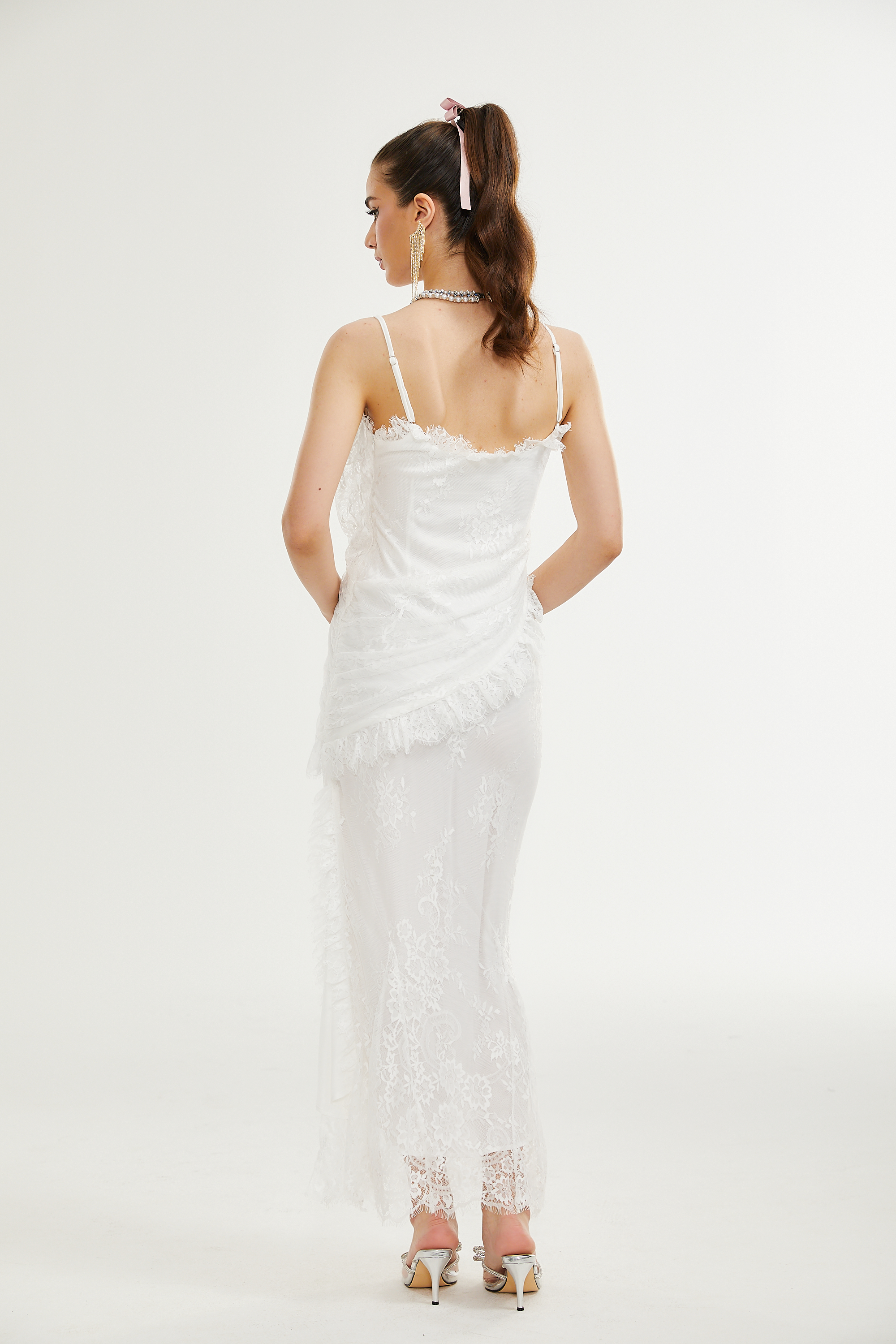 Larelle dantel midi elbise
