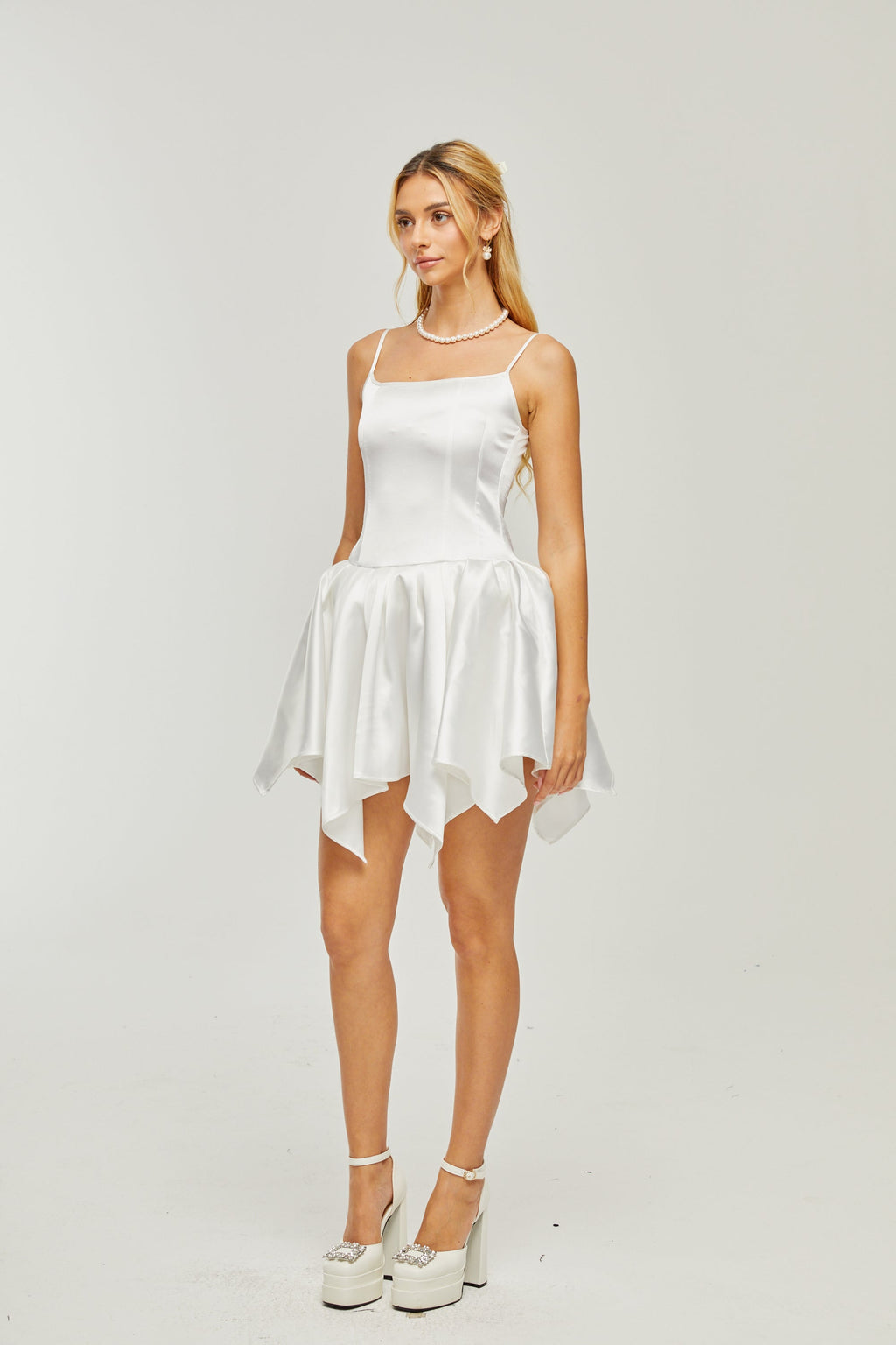 Lanetta Asimetrik Saten Mini Elbise