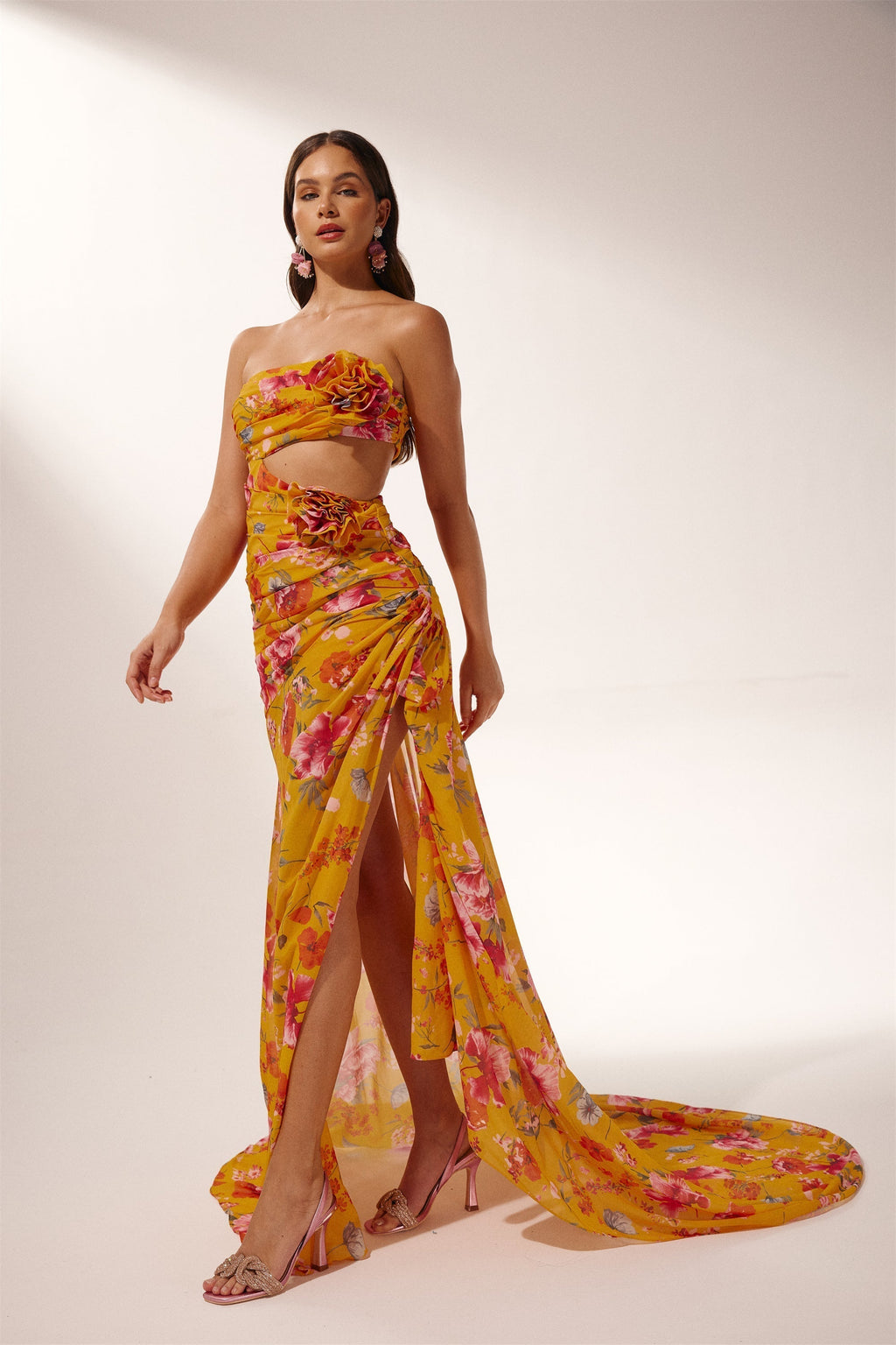 Lena Çiçek Baskılı Cut-Out Maxi Elbise