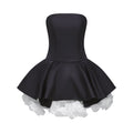 Lucie Siyah Petal Katmanlı Straplez Korse Mini Elbise