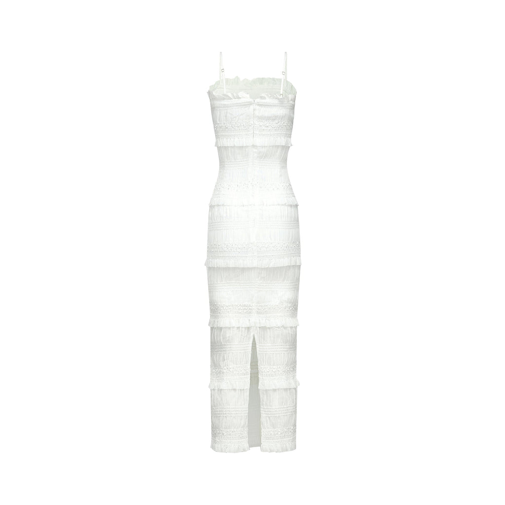 Gaëlle pile midi elbise