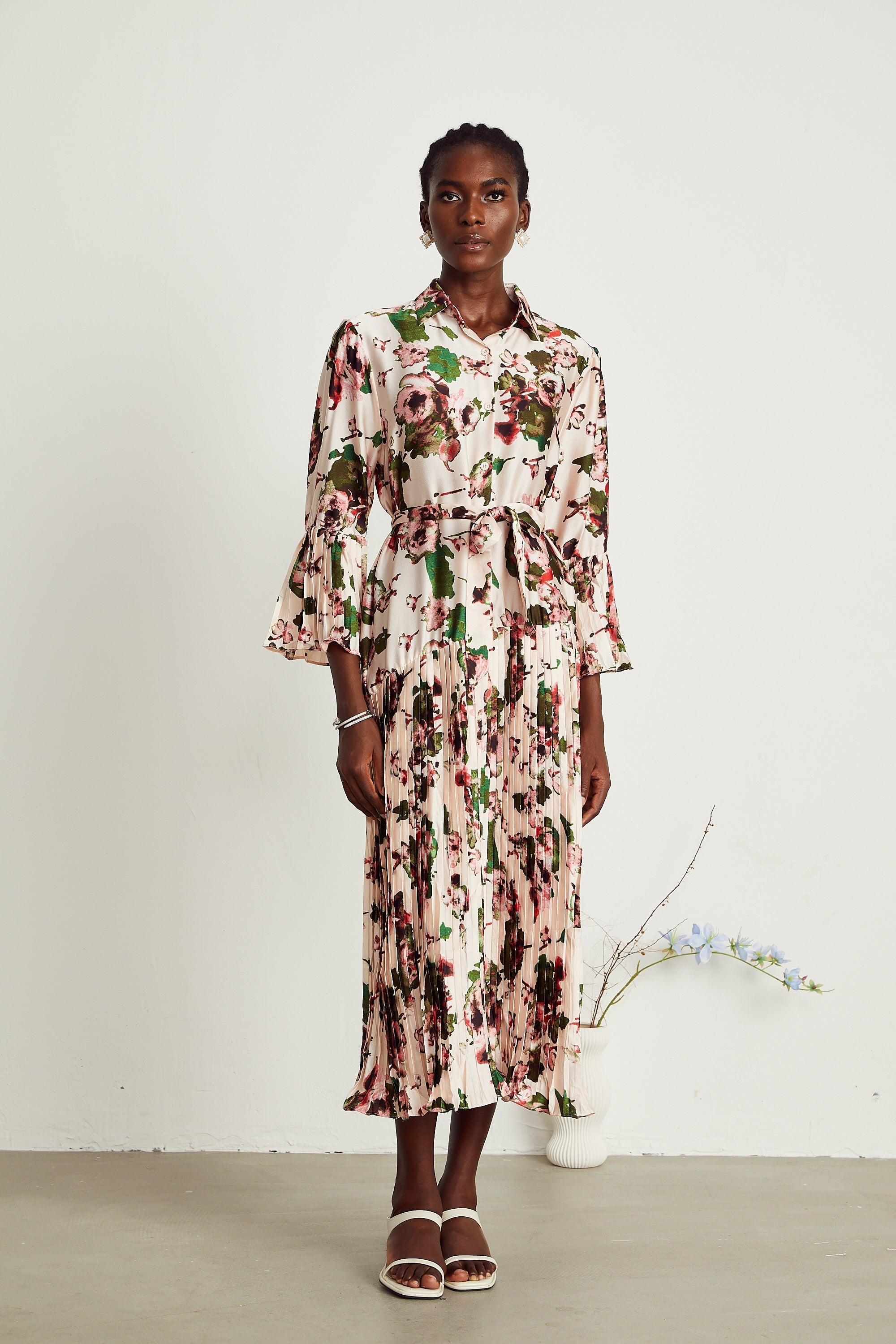 Diane pile midi elbise