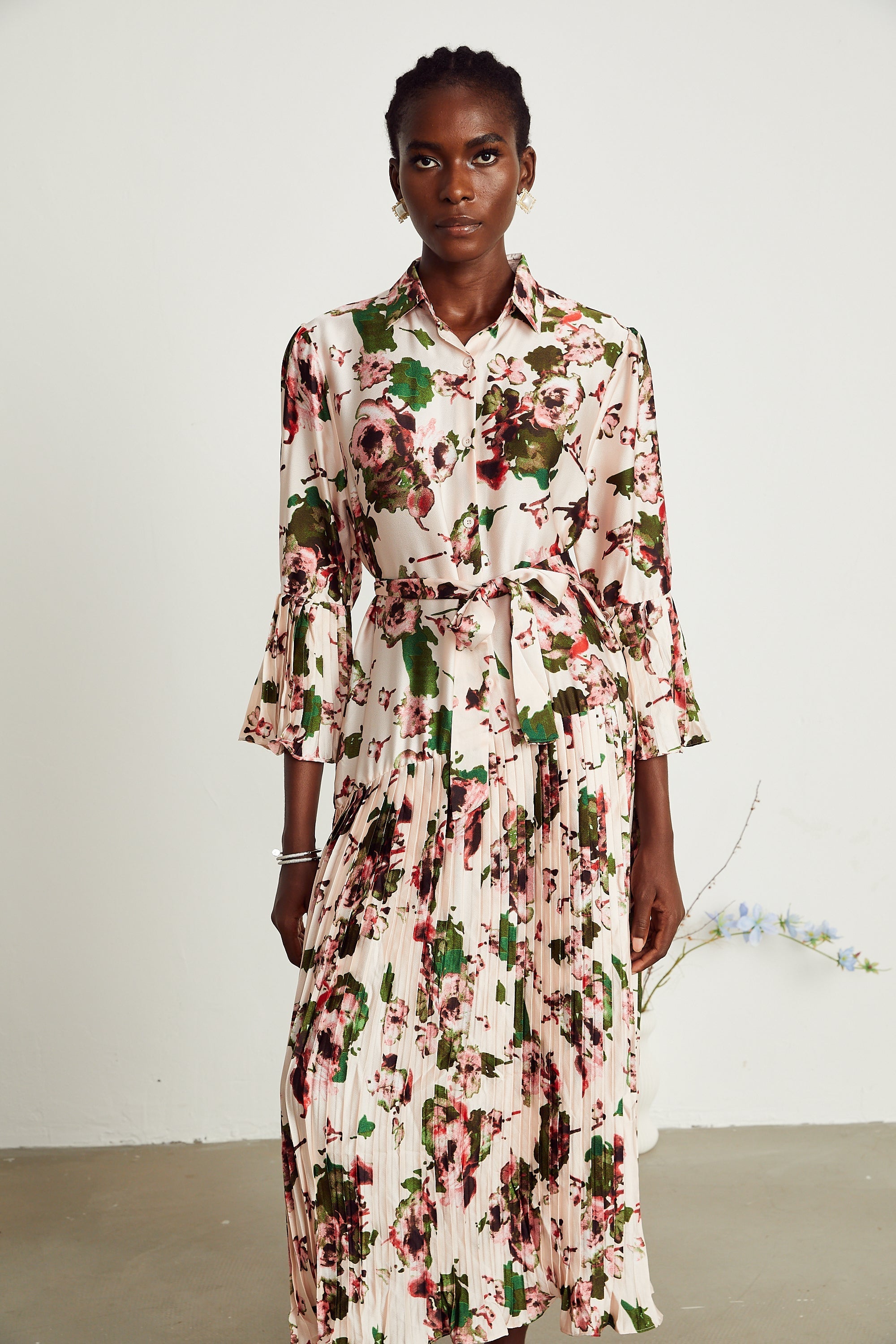 Diane pile midi elbise