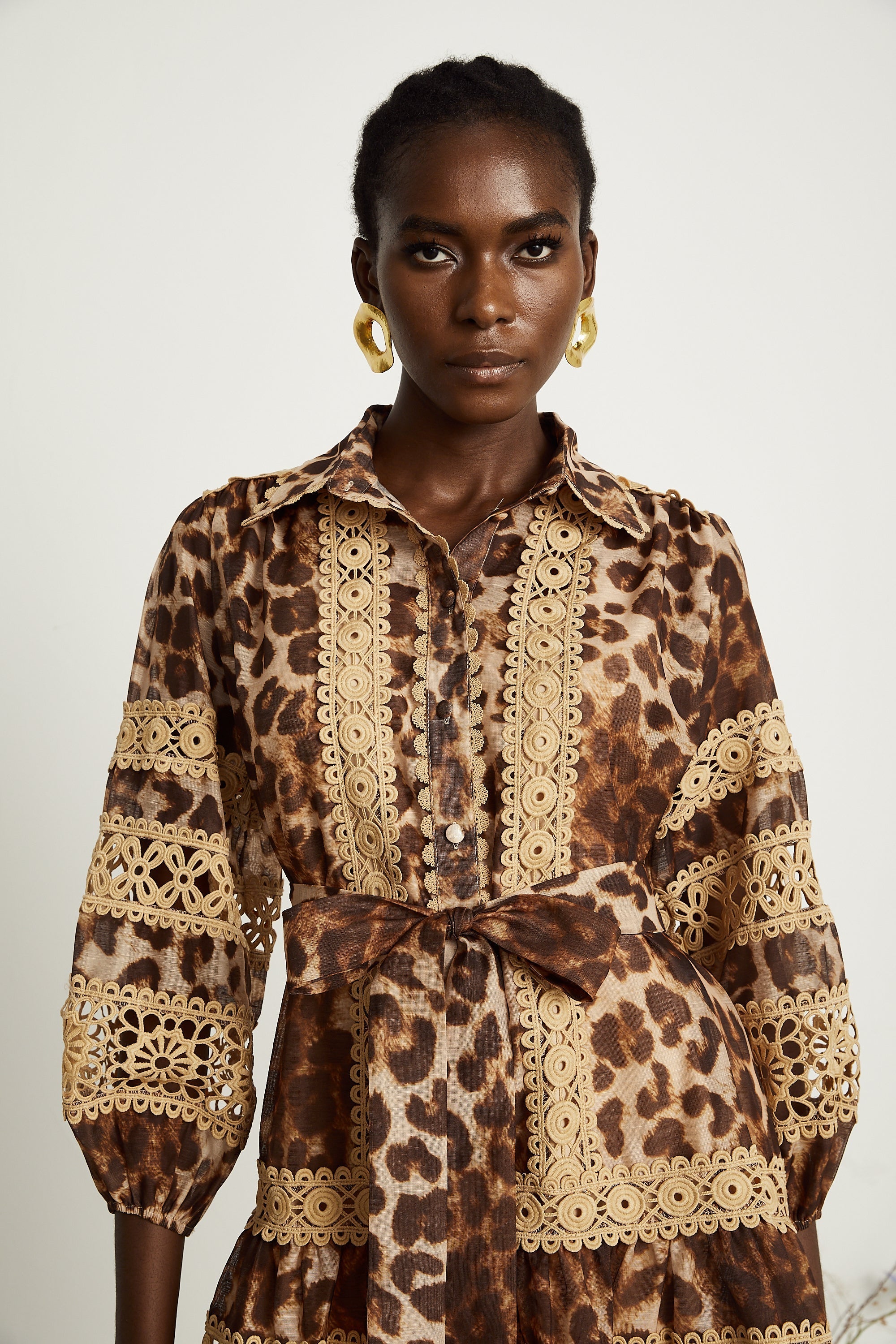 Léonor leopar mini elbise