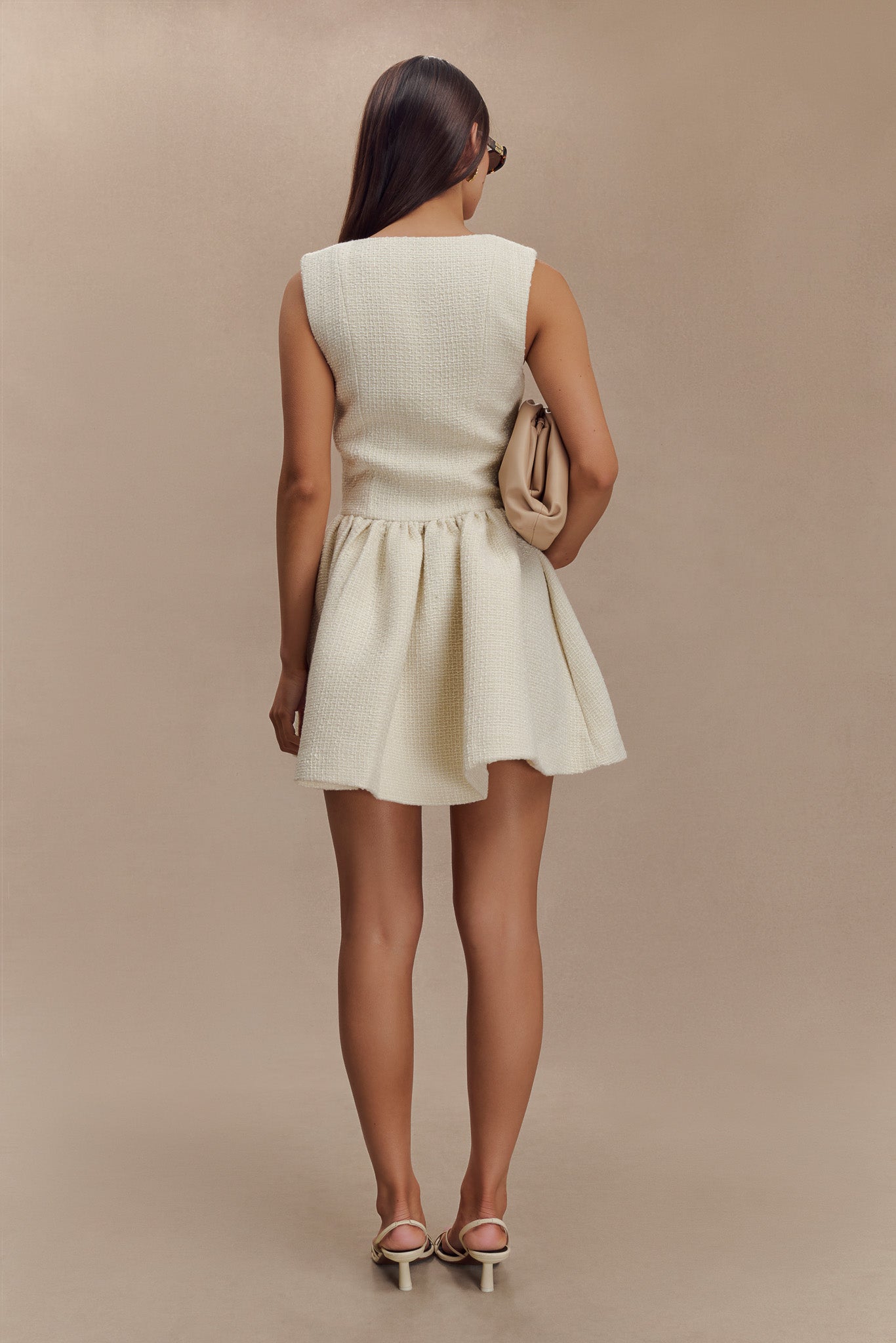 Jennifer Boucle Mini Elbise - Fildişi