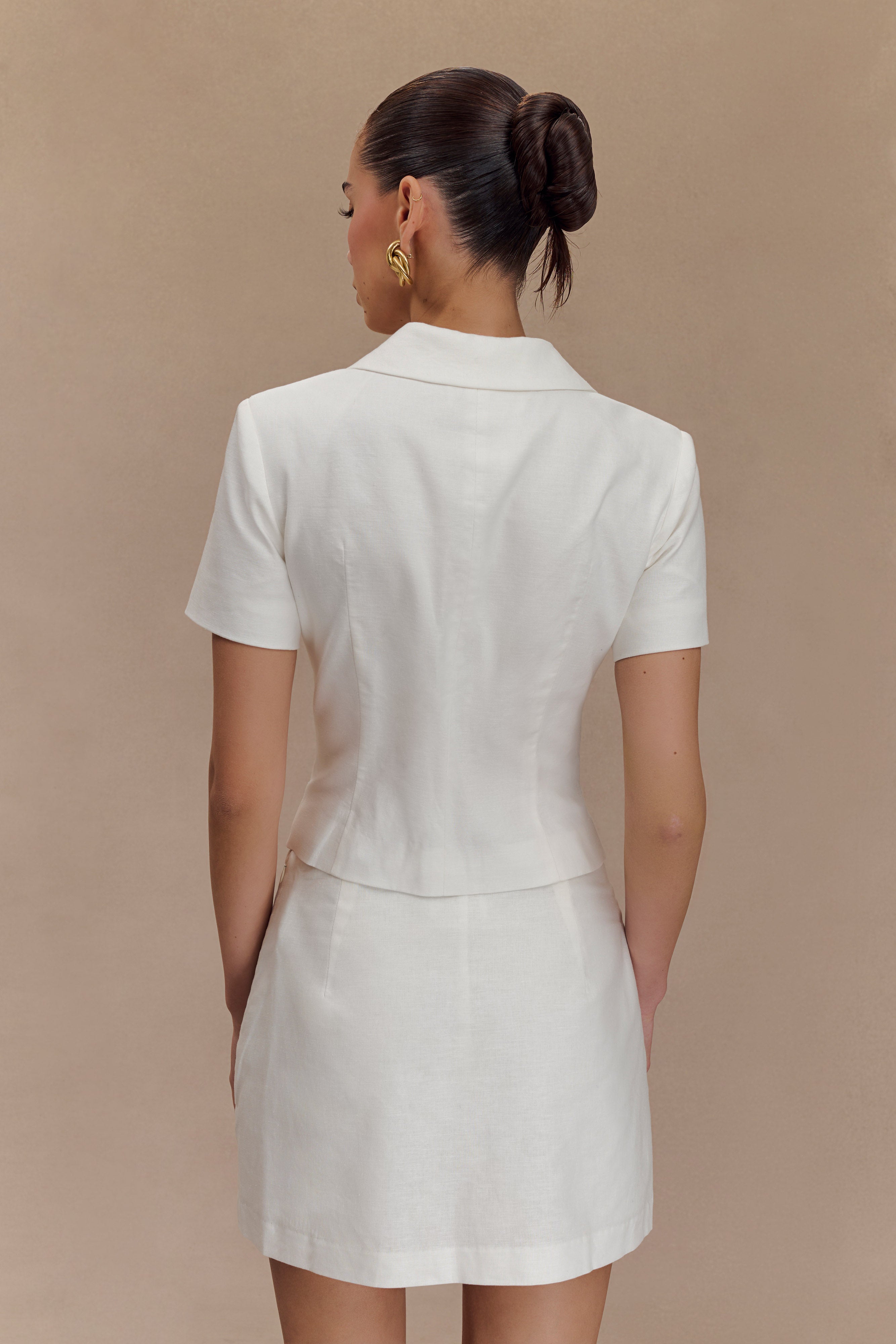 Ciara Keten Mini Şort - Beyaz