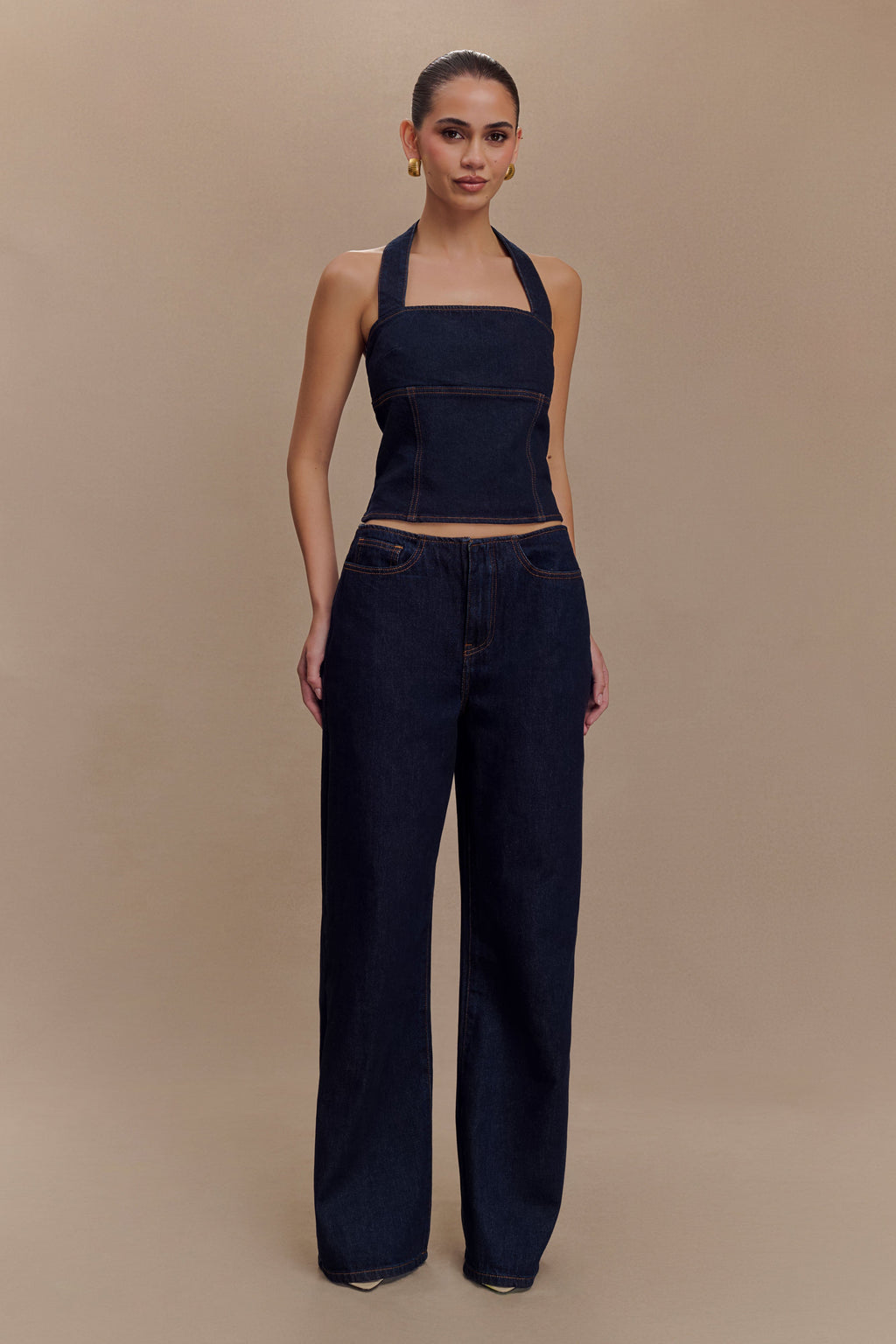 Caitlin Mid Bel Denim Flare Jeans - İndigo Mavi