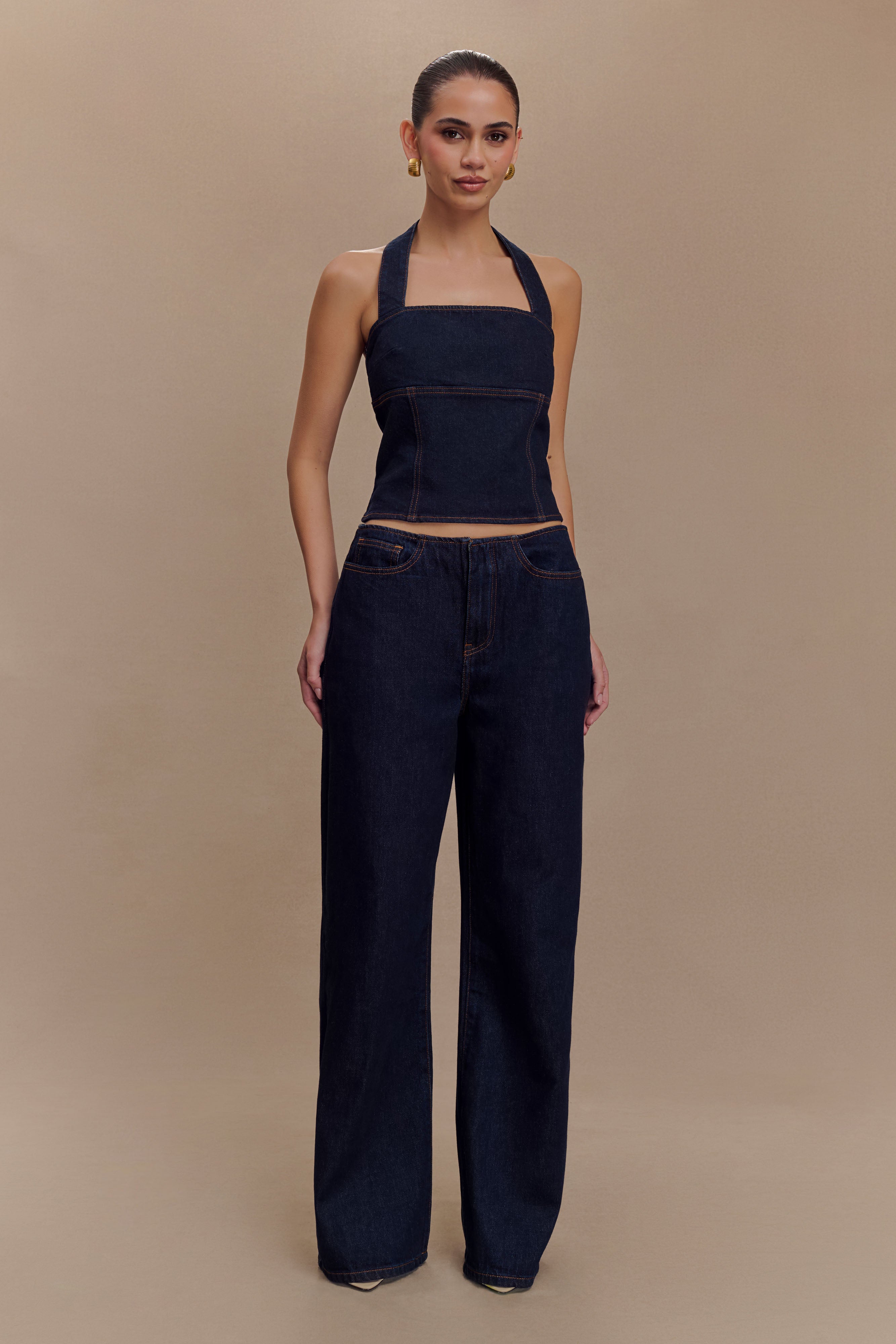 Caitlin Mid Bel Denim Flare Jeans - İndigo Mavi