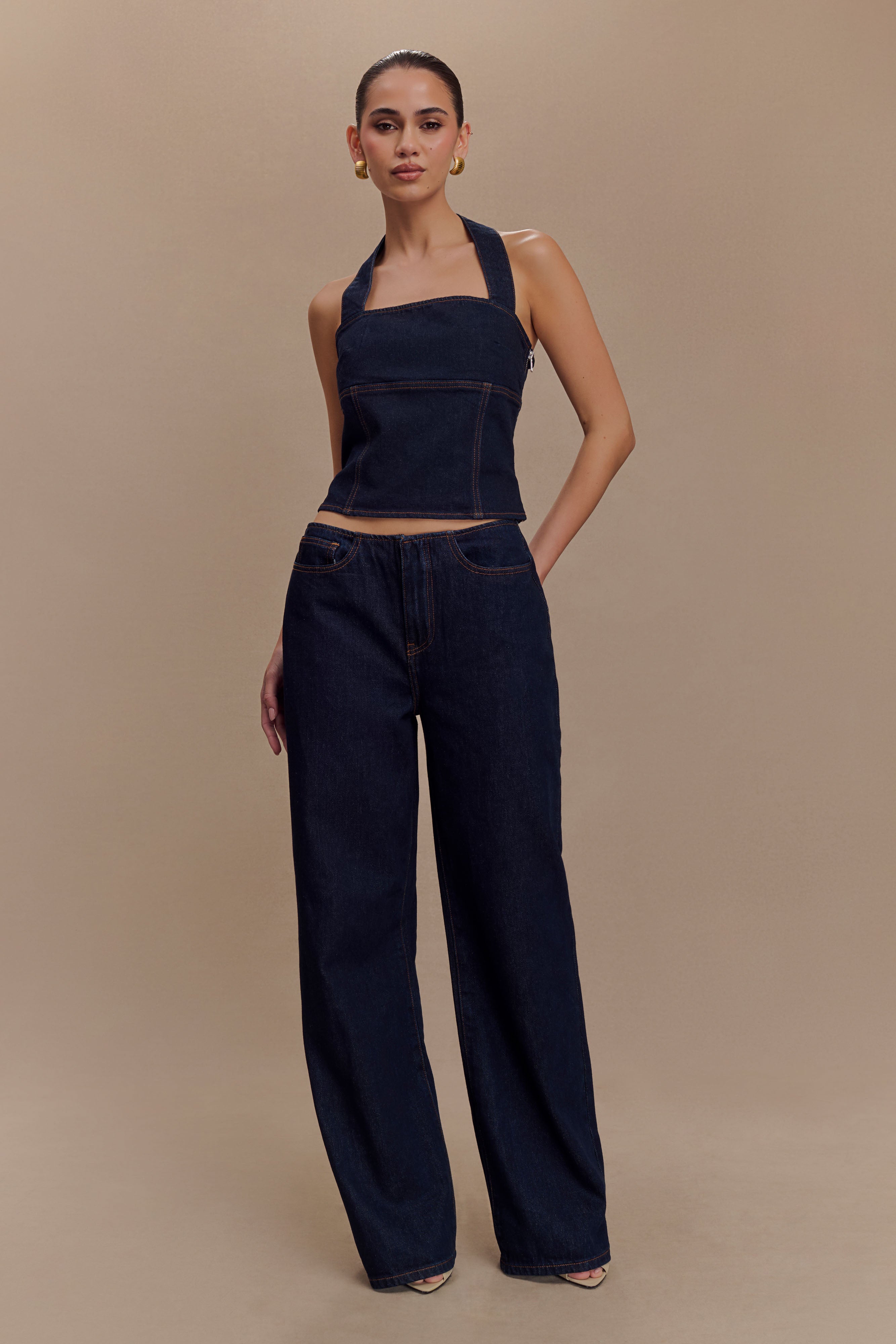 Caitlin Mid Bel Denim Flare Jeans - İndigo Mavi