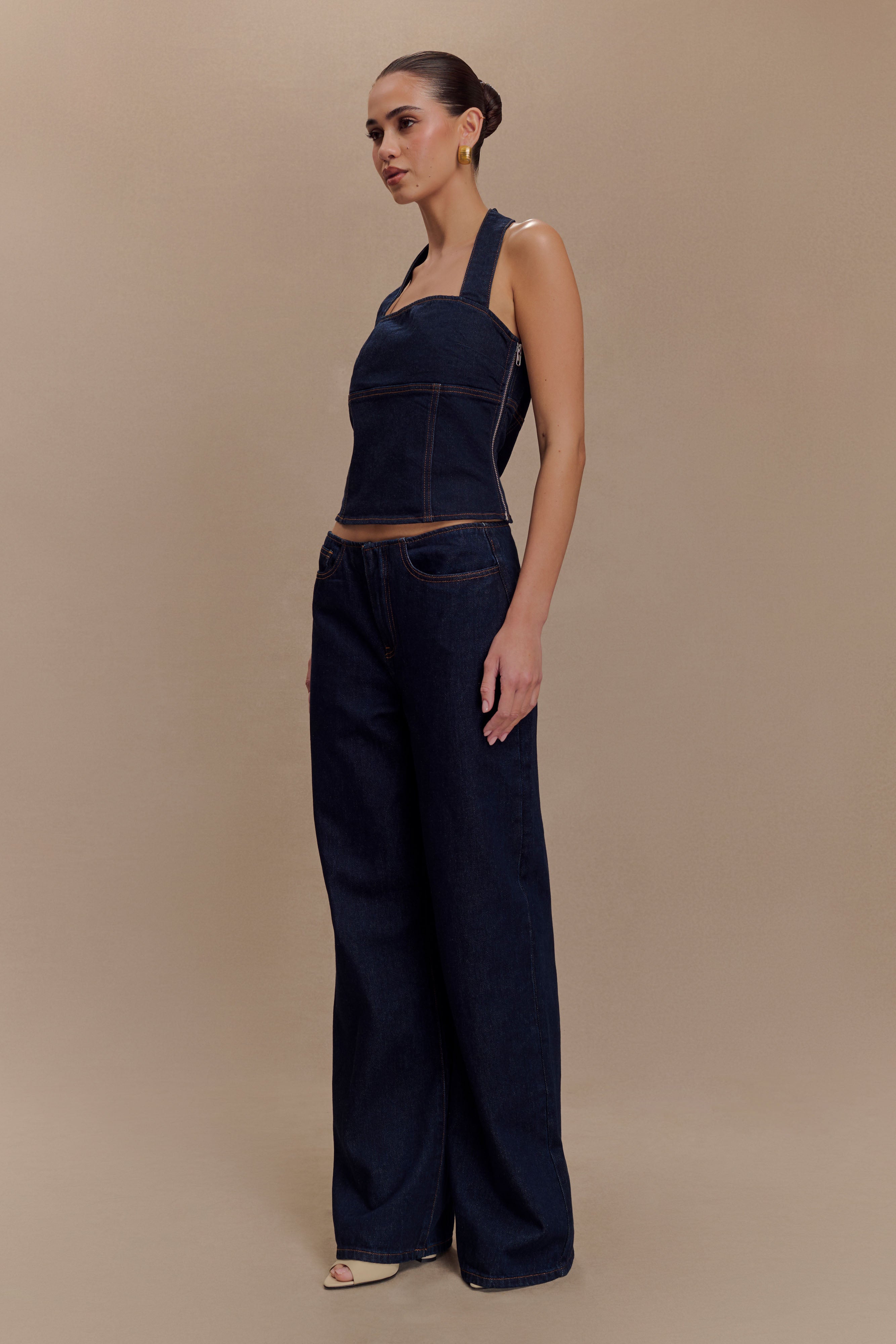 Caitlin Mid Bel Denim Flare Jeans - İndigo Mavi