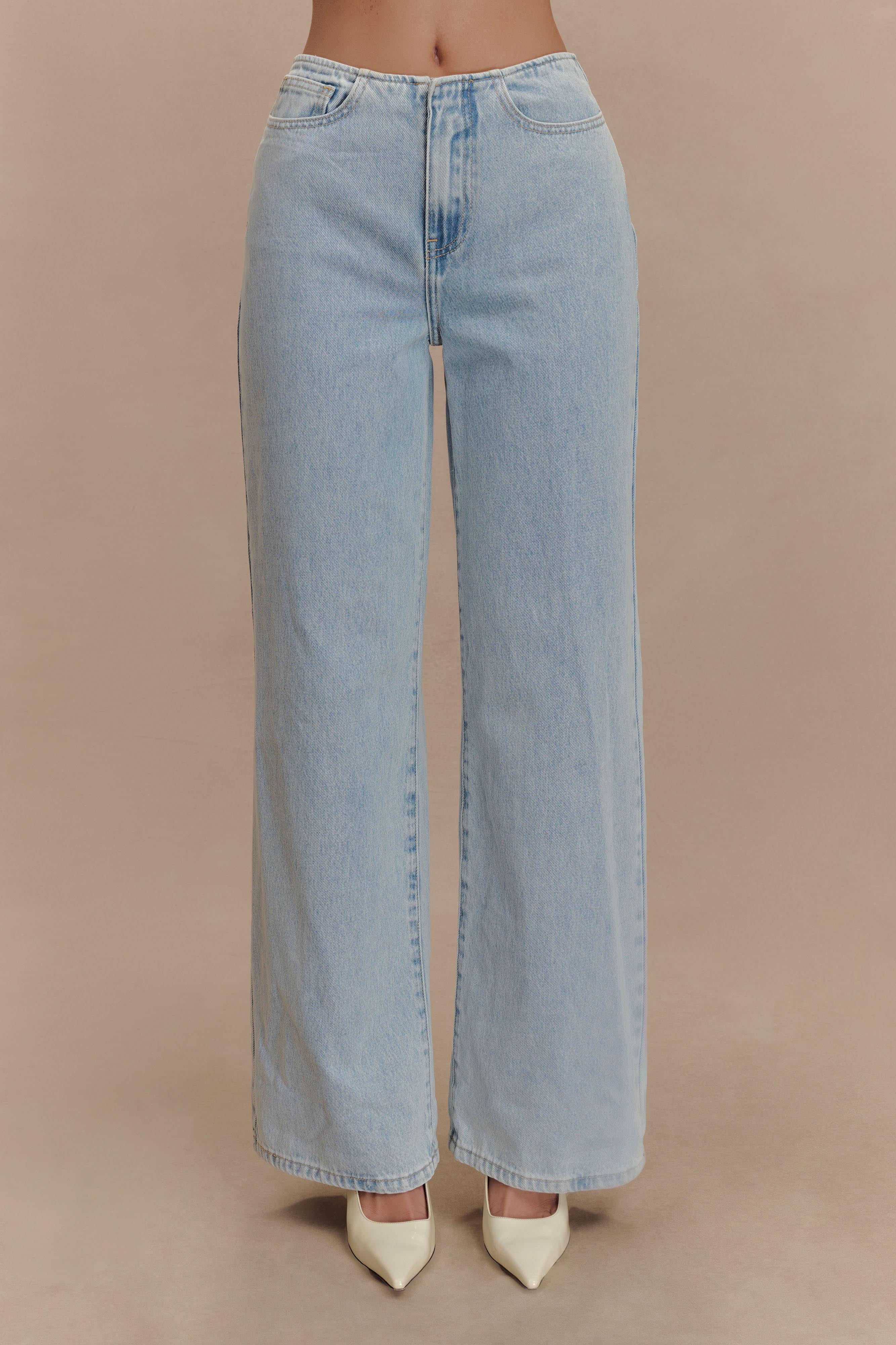 Caitlin Mid Bel Denim Flare Jeans - Açık Mavi