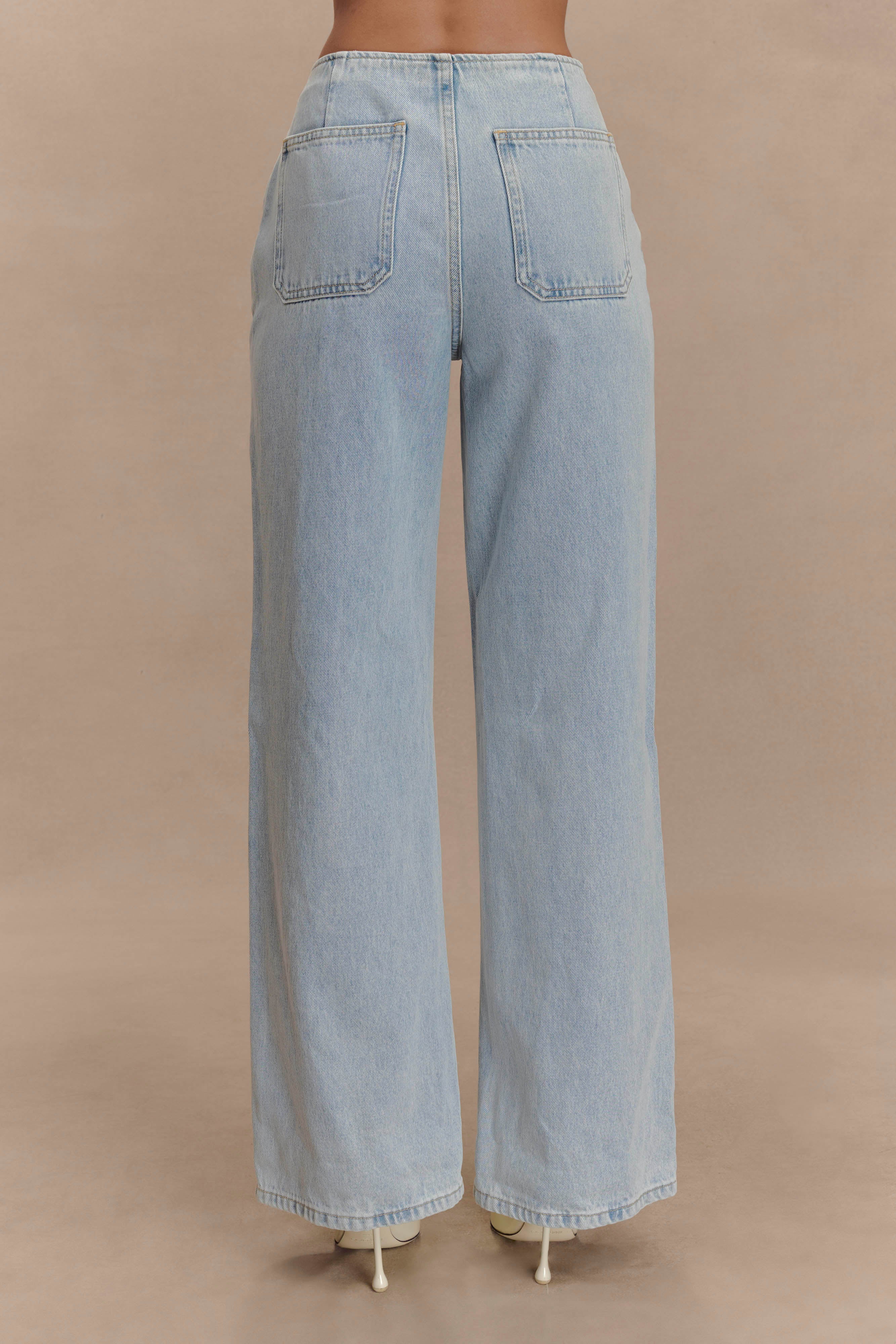Caitlin Mid Bel Denim Flare Jeans - Açık Mavi