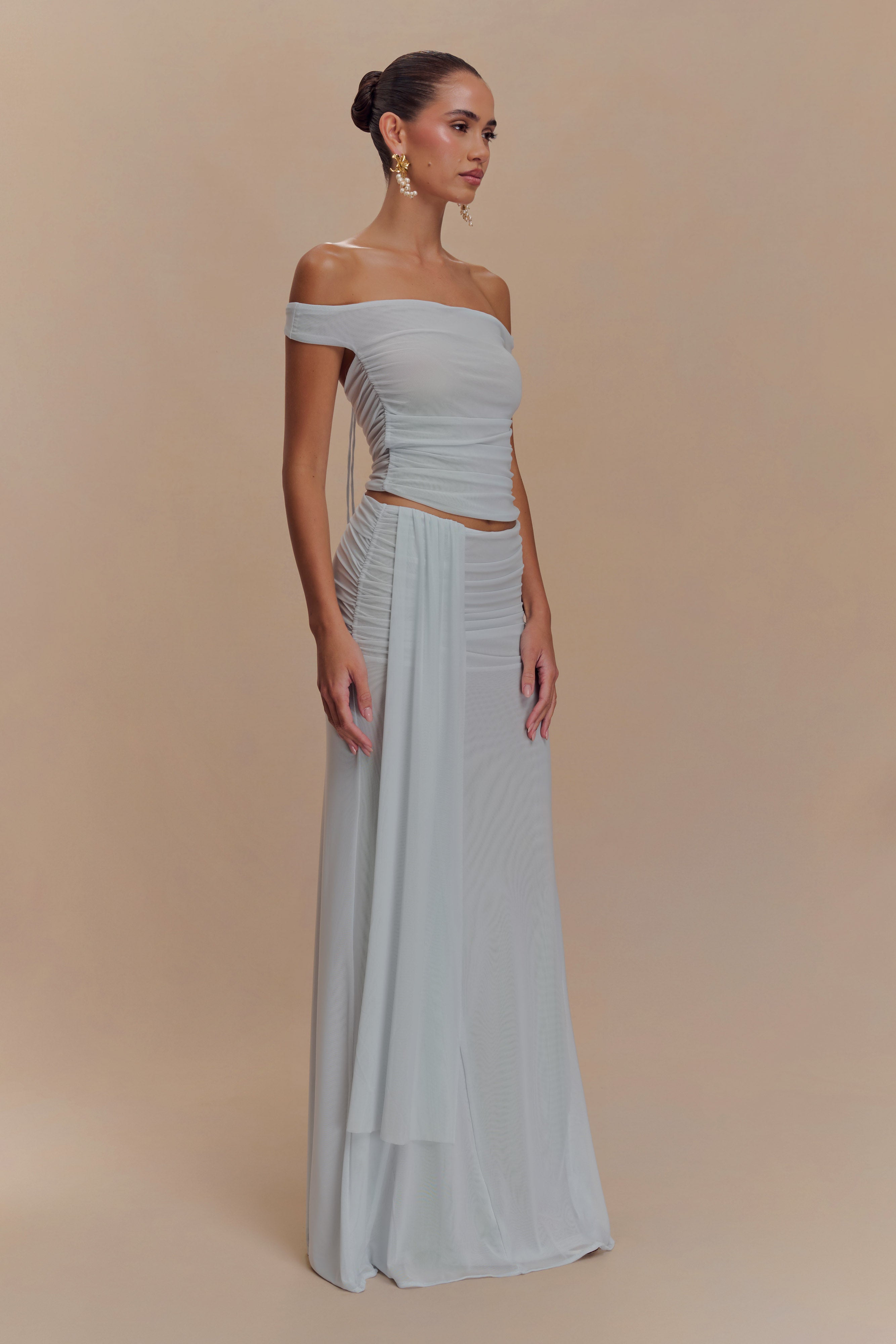Brooklyn File Crop Top - Soluk Mavi