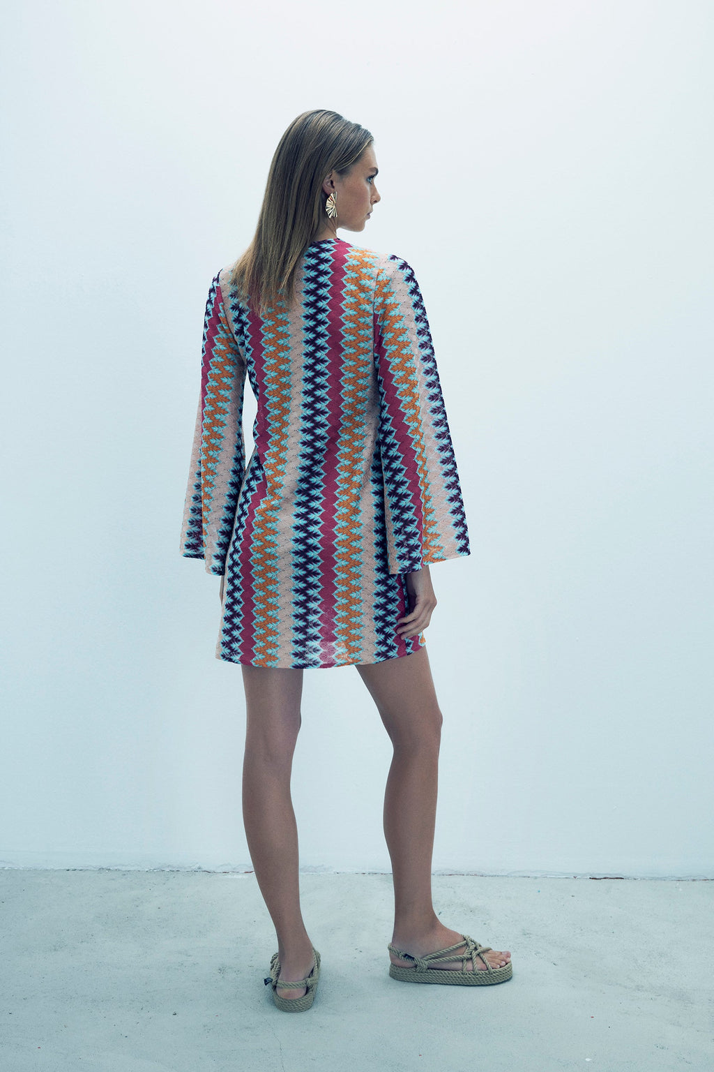 June Örgü Mini Plaj Elbisesi Innuendo Zigzag Knit