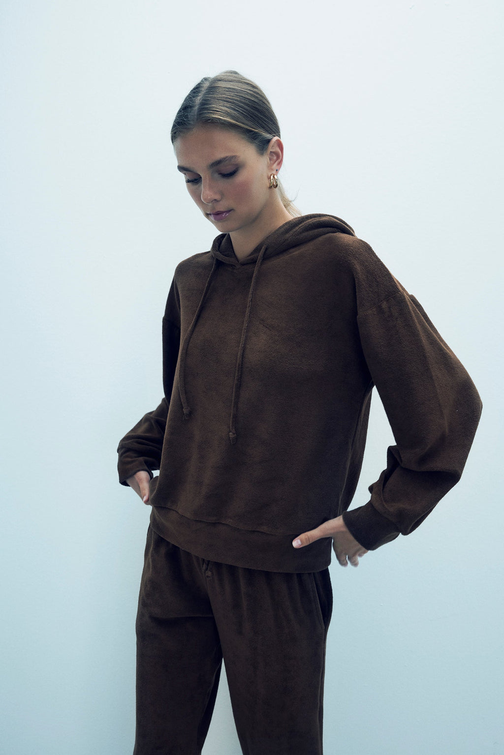 Miki Terry Havlu Uzun Sweatshirt Kahverengi