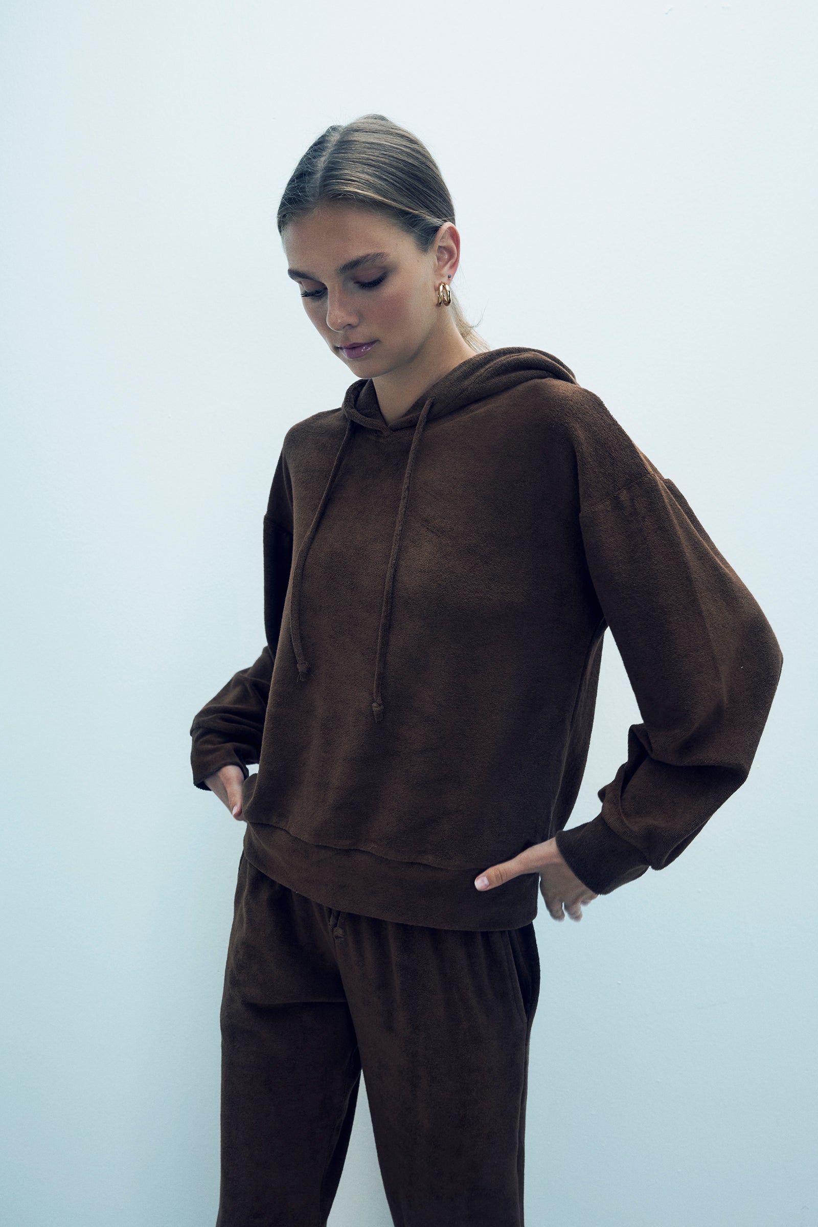 Miki Terry Havlu Uzun Sweatshirt Kahverengi