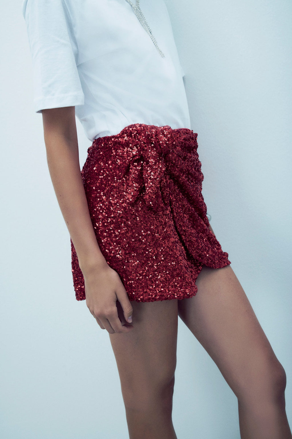 Pippa Payetli Mini Anvelop Etek Kırmızı