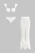 Fırfırlı Üç Parça Bikini ve pantolon takımı