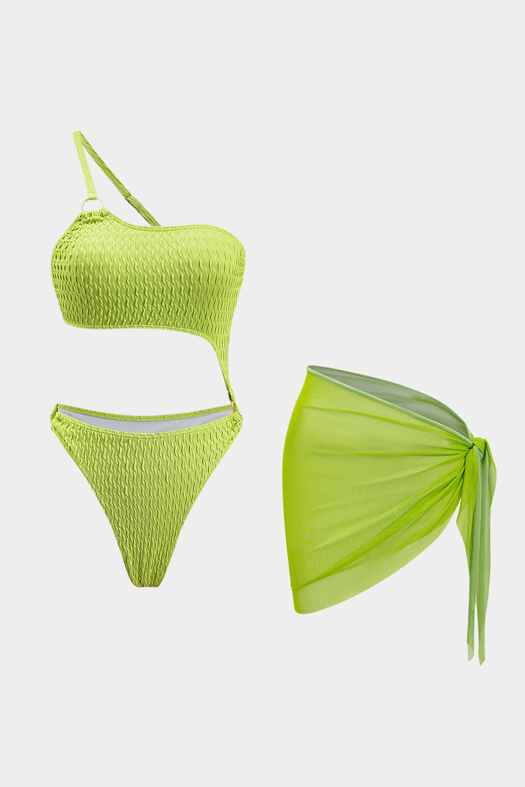 Asimetrik Bikini ve Mayo Eteği Pareo Takım