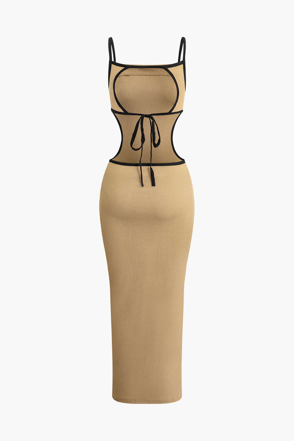 Kontrast Kesimli Sırtı Açık Slip maksi Elbise