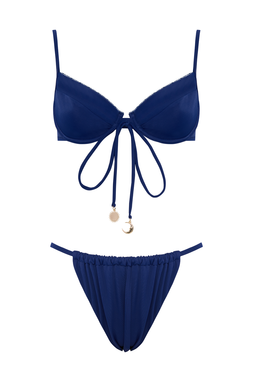 Cyra Balconette Büzgülü Bikini Takımı Lacivert
